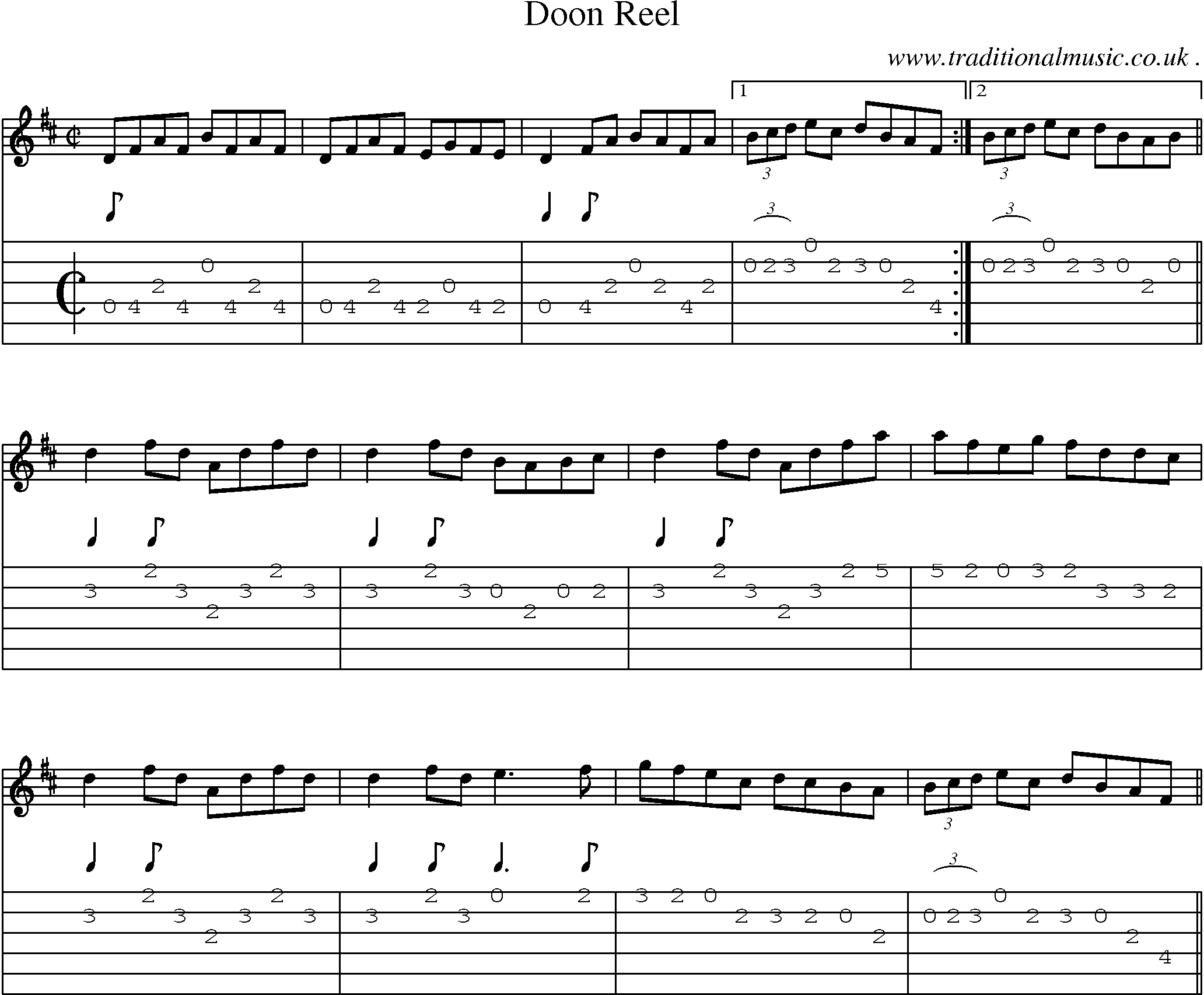 Sheet-Music and Guitar Tabs for Doon Reel