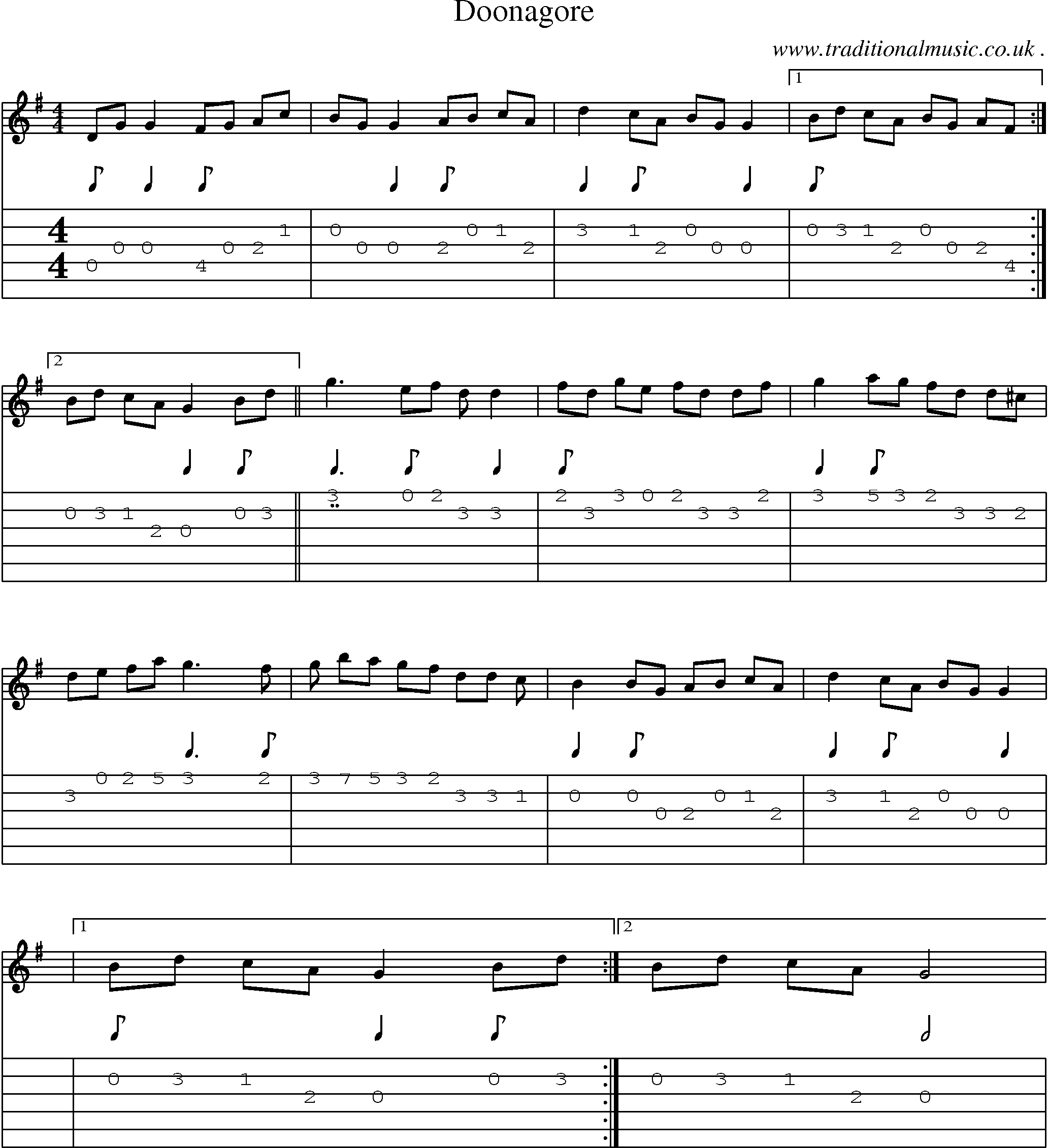 Sheet-Music and Guitar Tabs for Doonagore