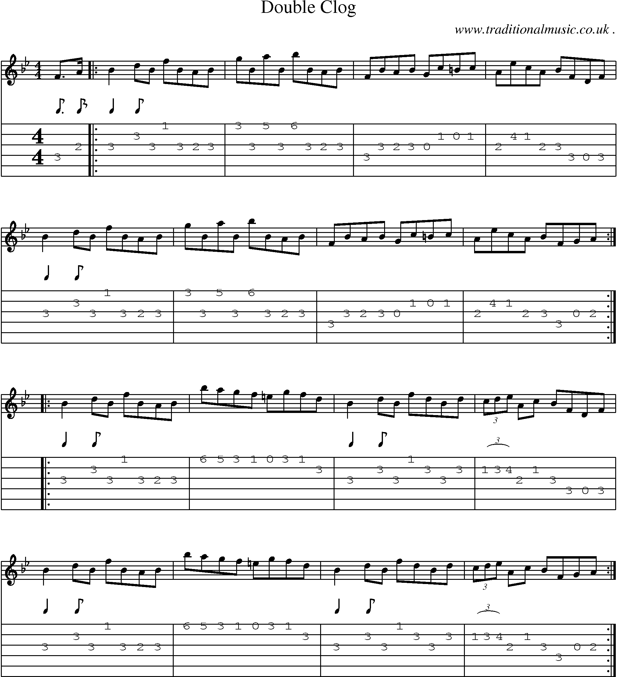 Sheet-Music and Guitar Tabs for Double Clog