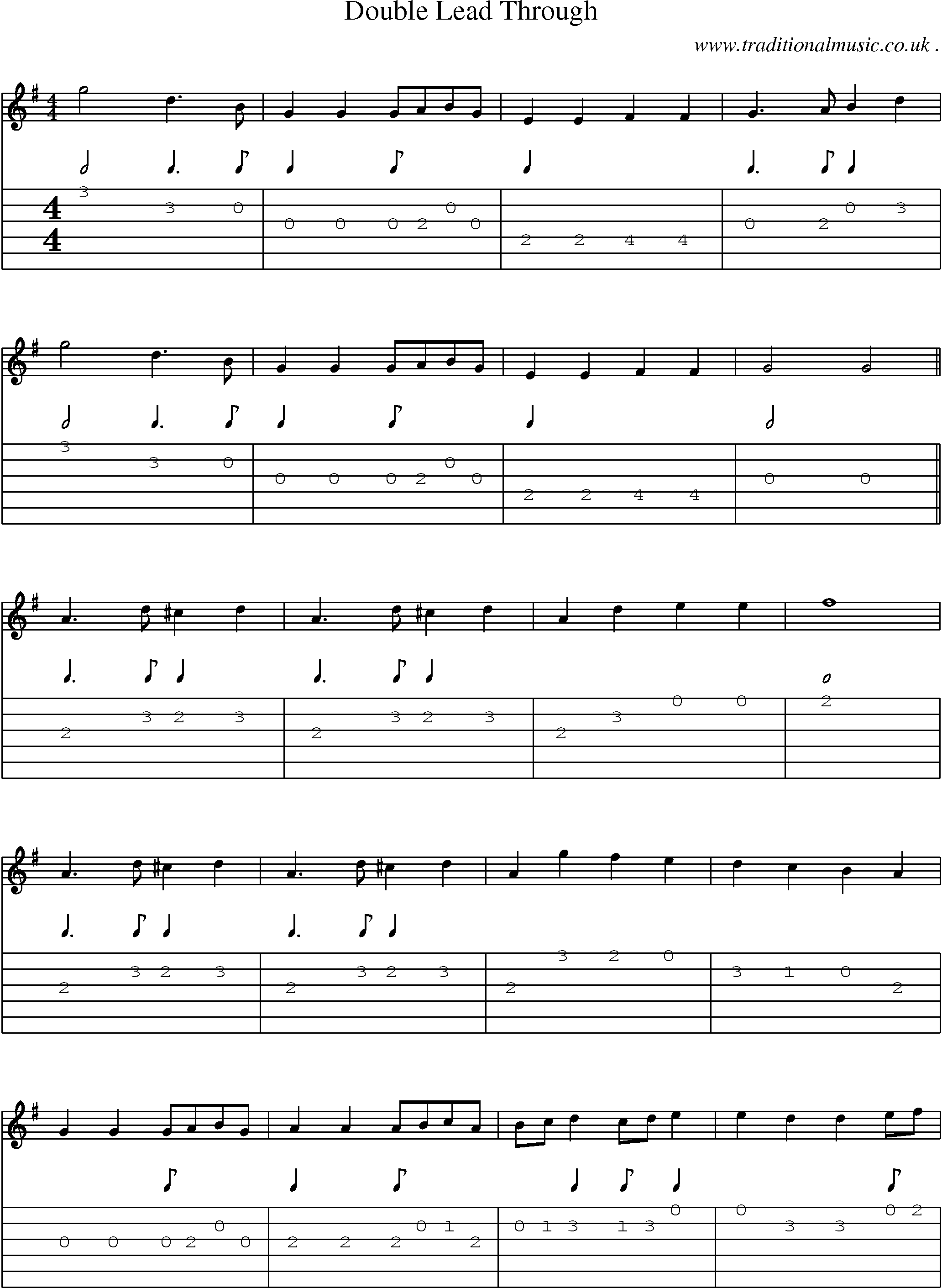 Sheet-Music and Guitar Tabs for Double Lead Through