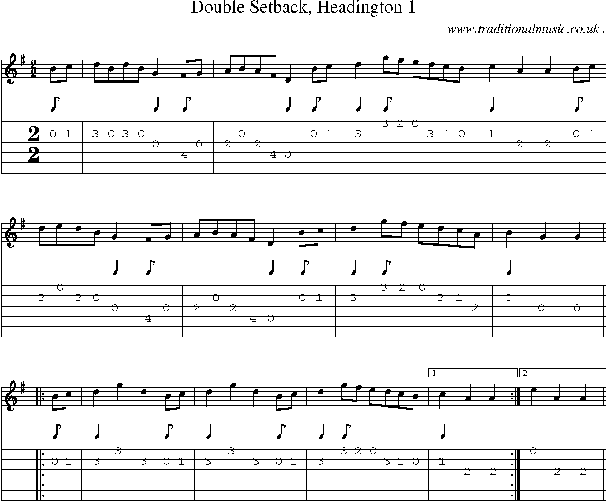 Sheet-Music and Guitar Tabs for Double Setback Headington 1