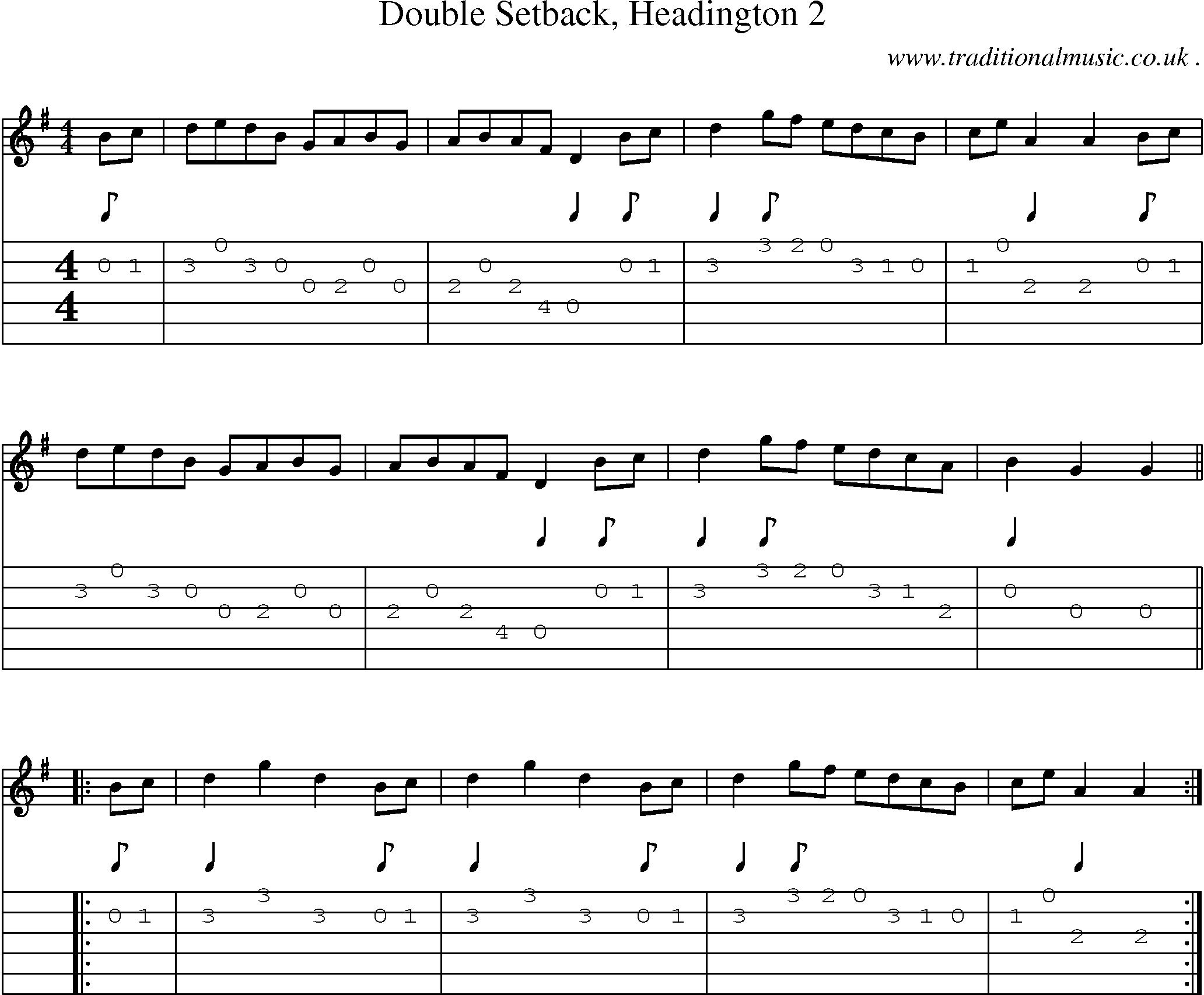 Sheet-Music and Guitar Tabs for Double Setback Headington 2