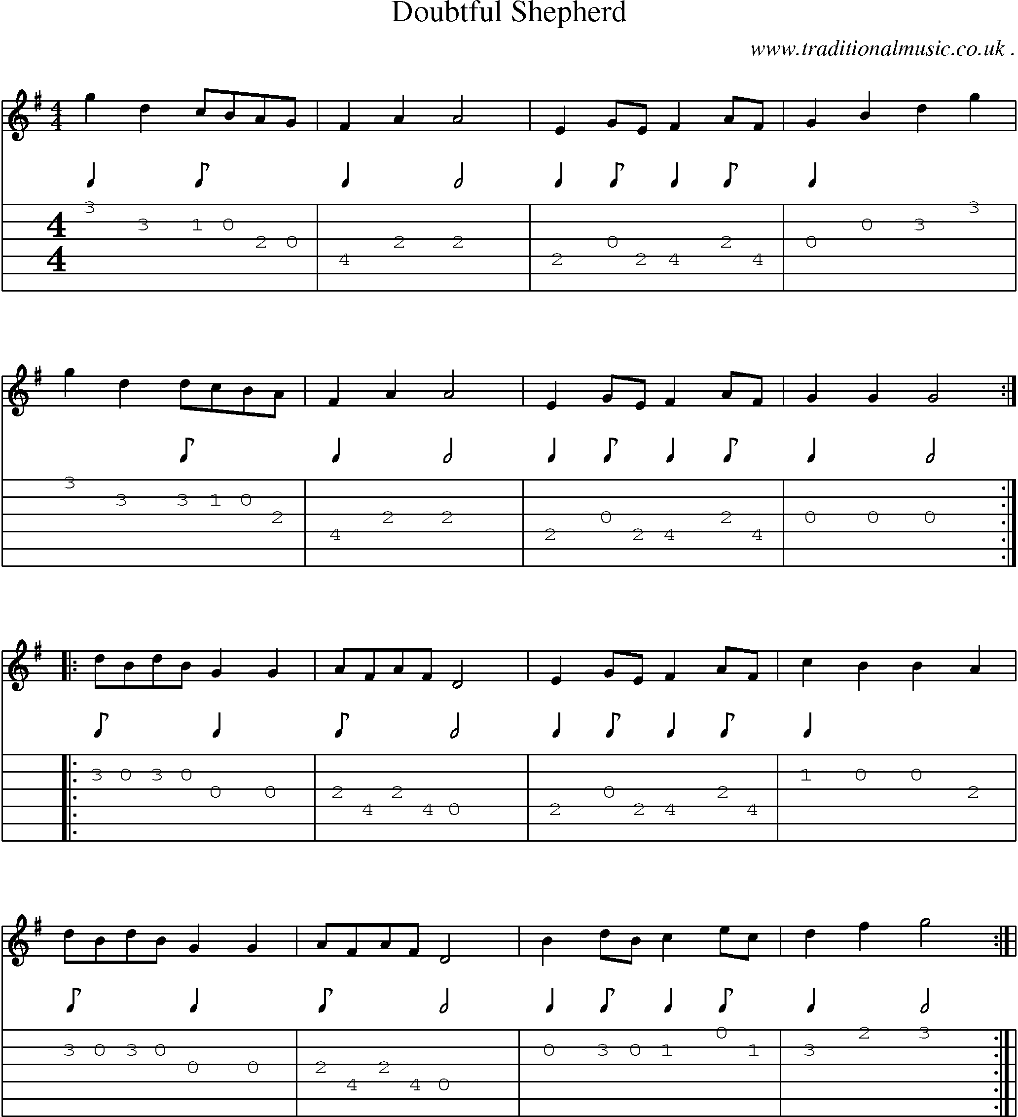 Sheet-Music and Guitar Tabs for Doubtful Shepherd