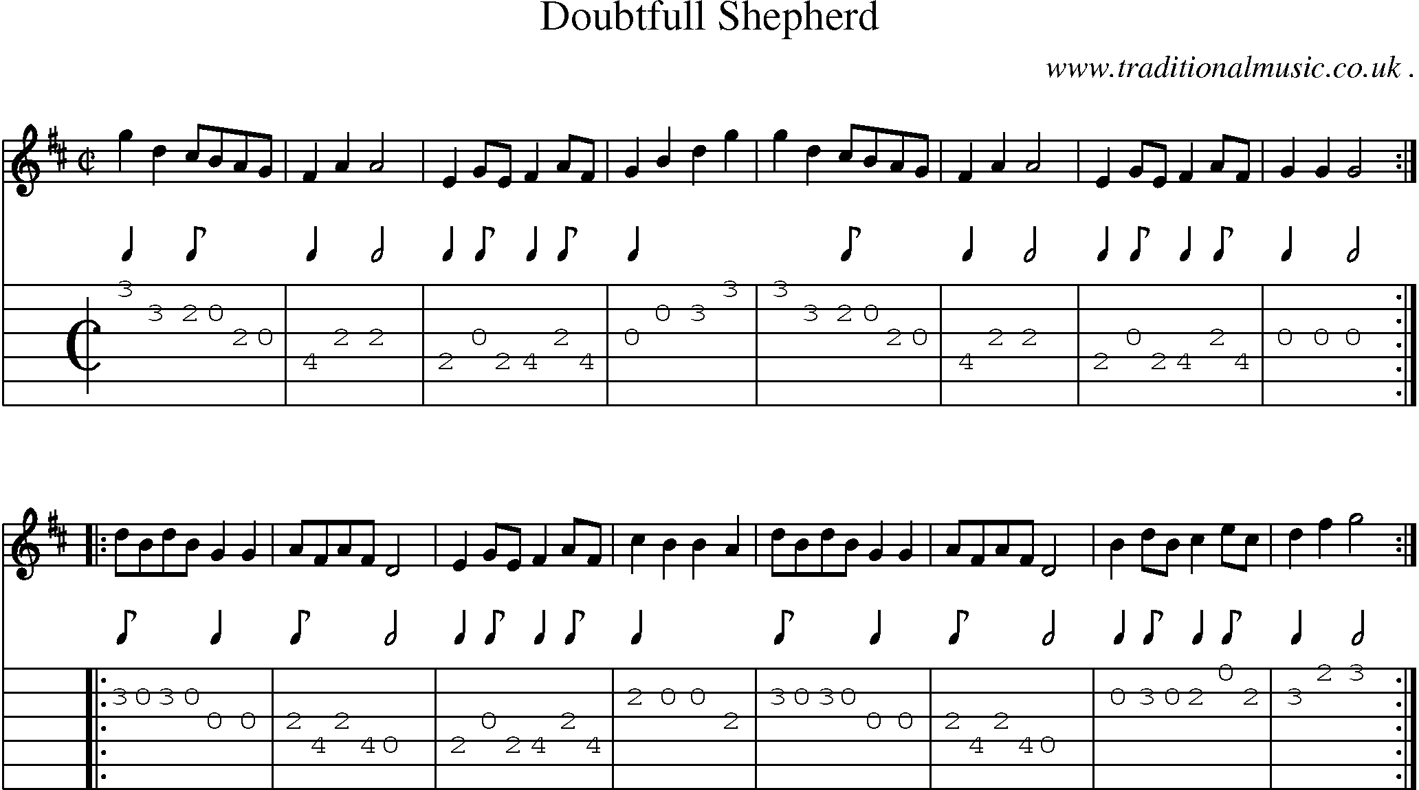 Sheet-Music and Guitar Tabs for Doubtfull Shepherd