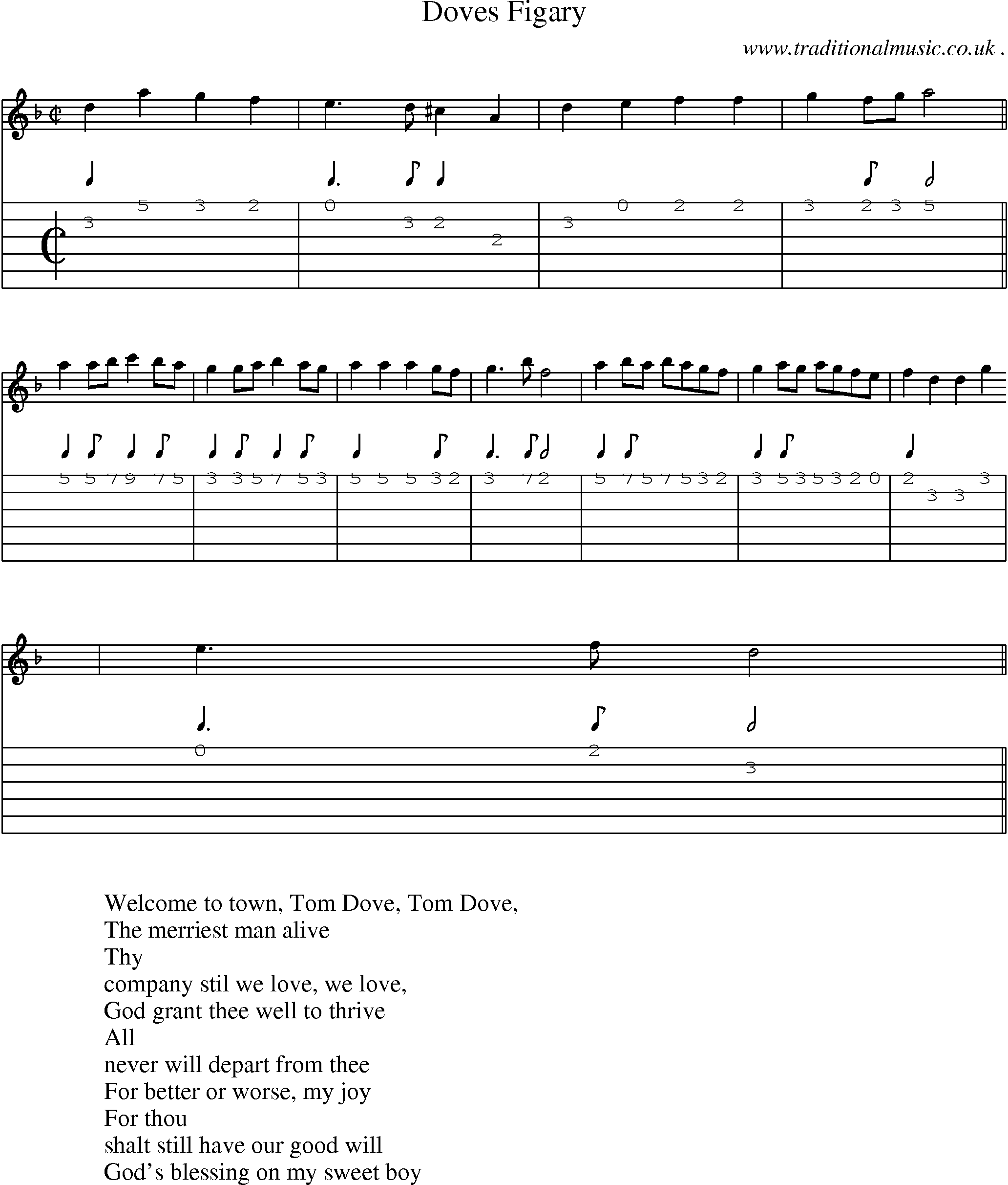 Sheet-Music and Guitar Tabs for Doves Figary
