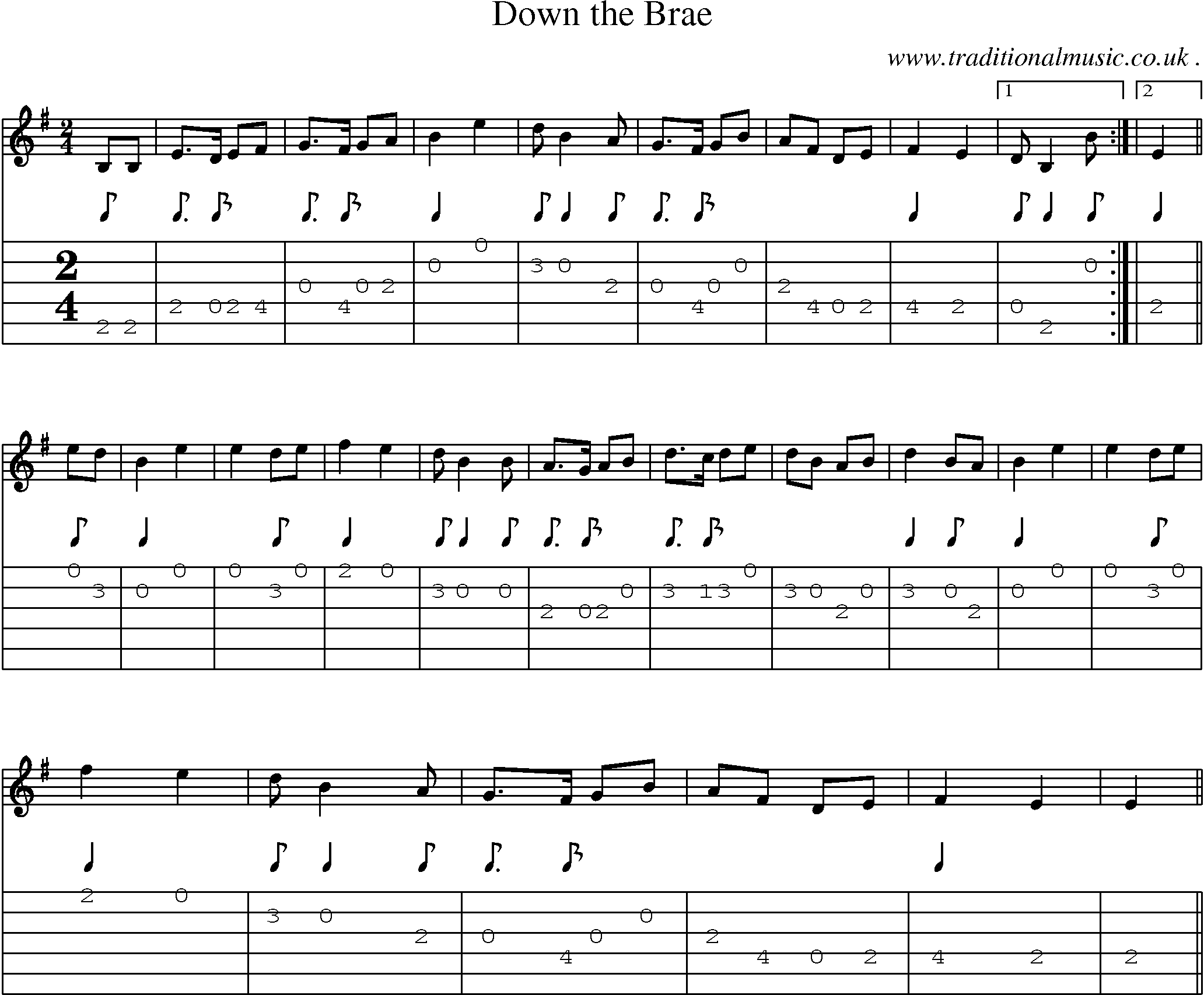 Sheet-Music and Guitar Tabs for Down The Brae
