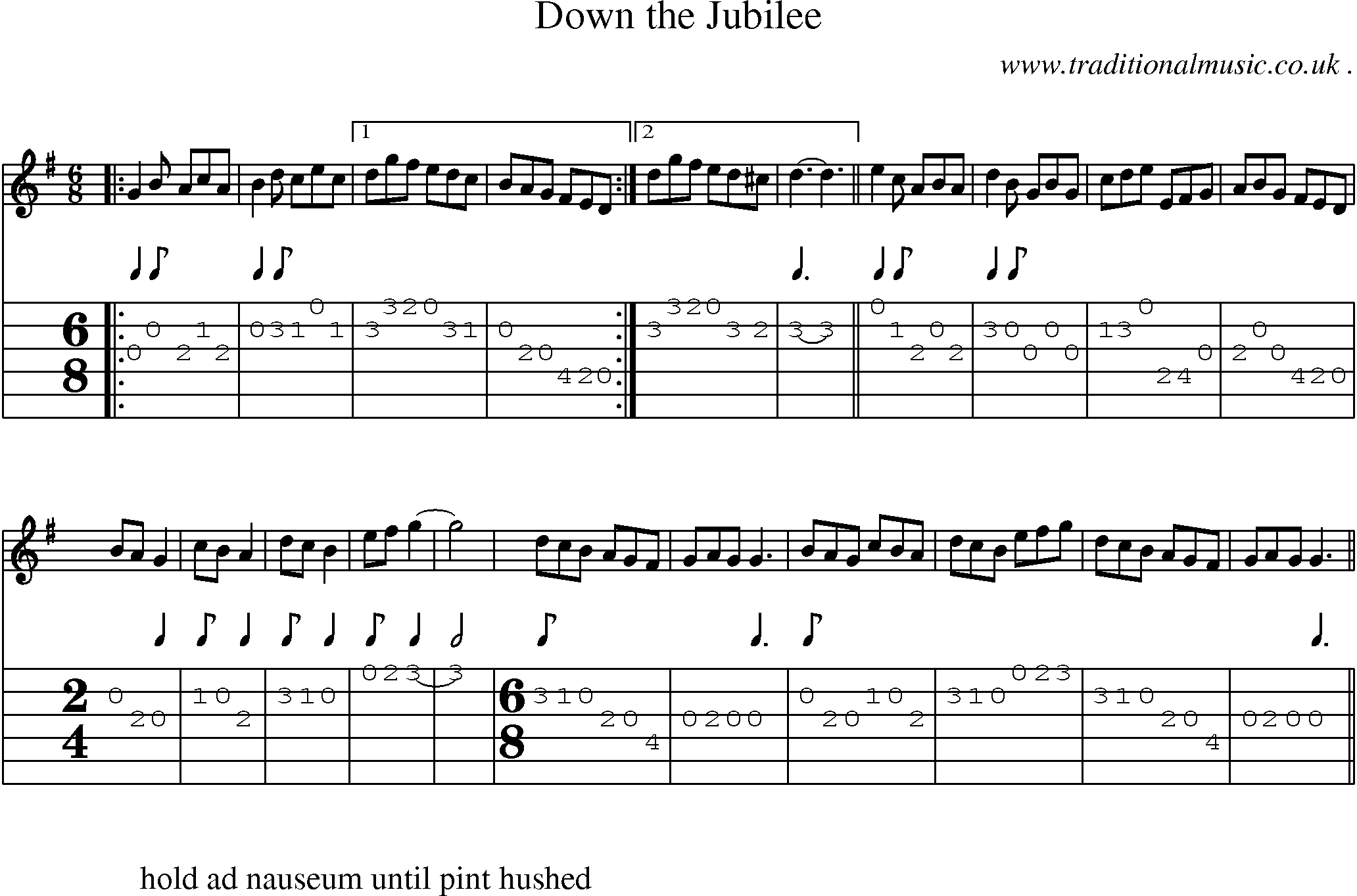 Sheet-Music and Guitar Tabs for Down The Jubilee