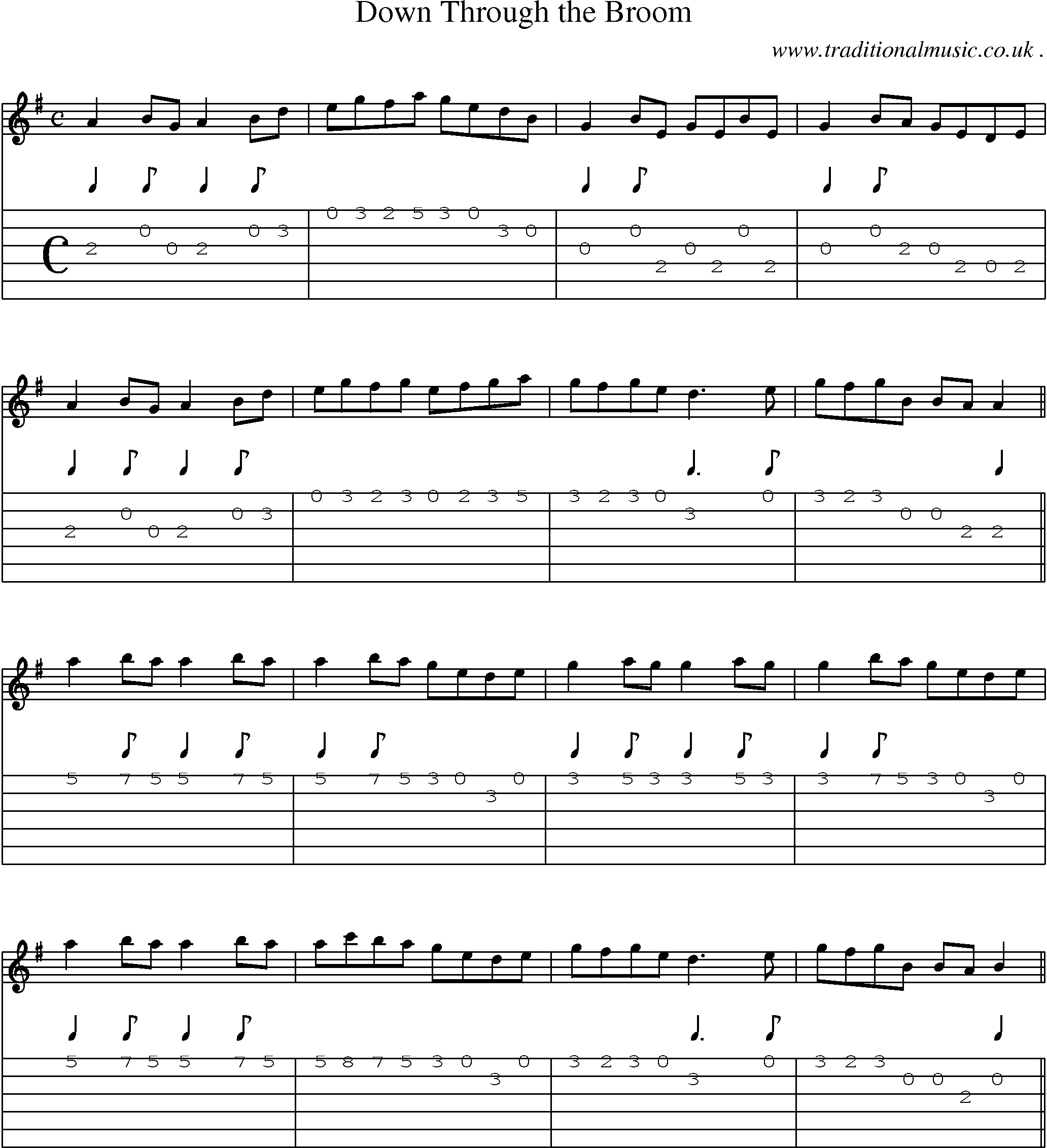 Sheet-Music and Guitar Tabs for Down Through The Broom