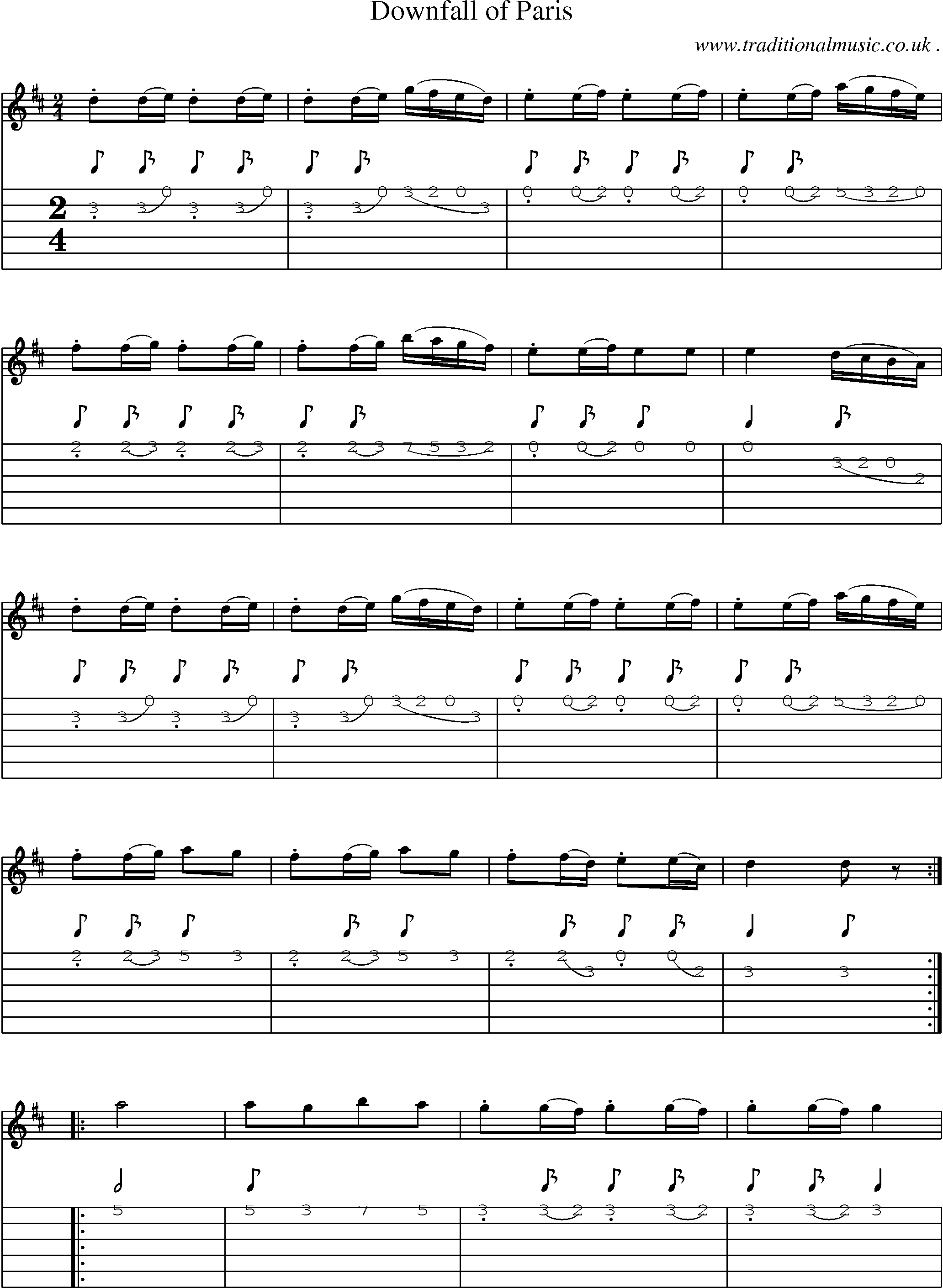 Sheet-Music and Guitar Tabs for Downfall Of Paris