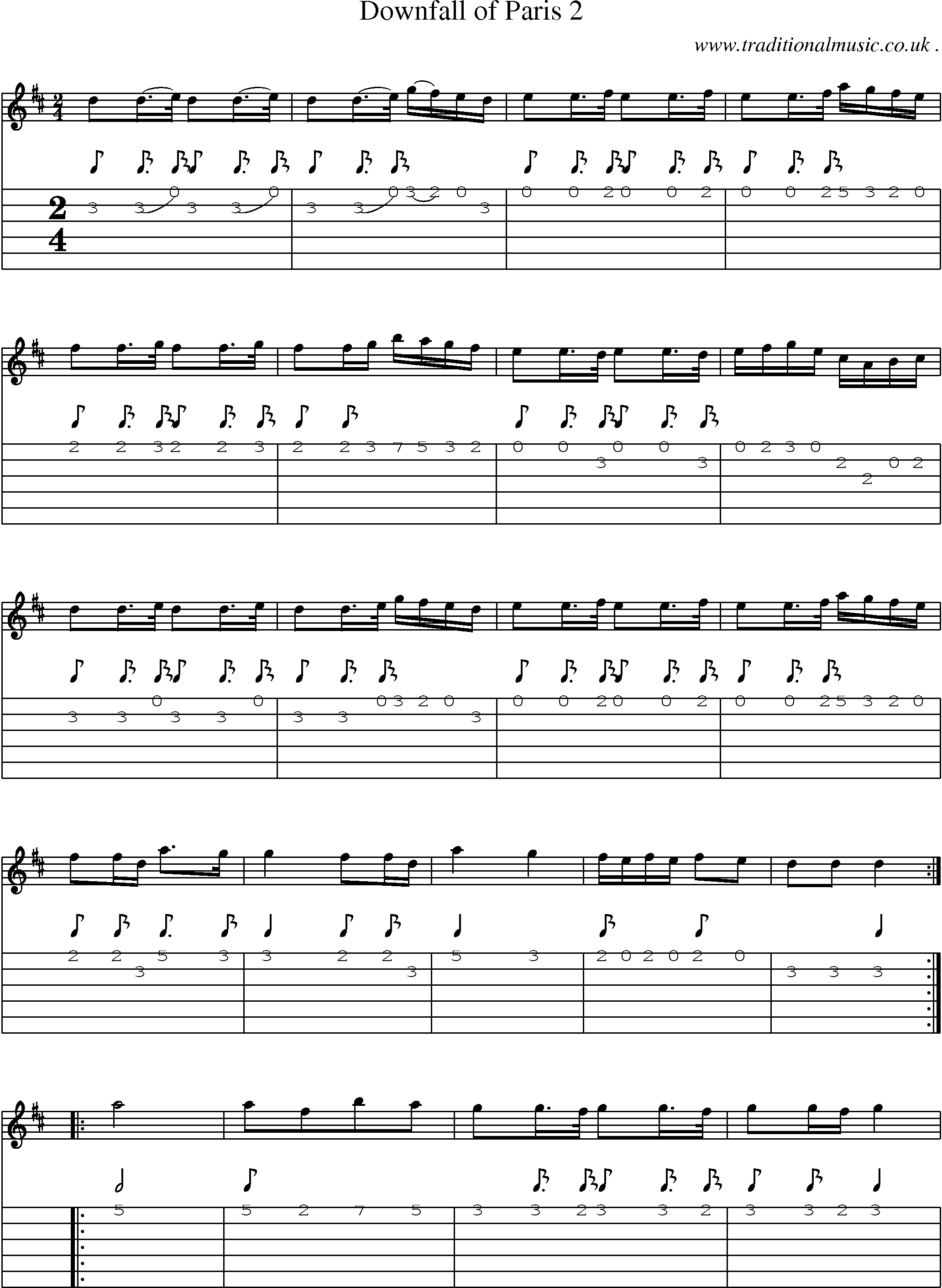 Sheet-Music and Guitar Tabs for Downfall Of Paris 2