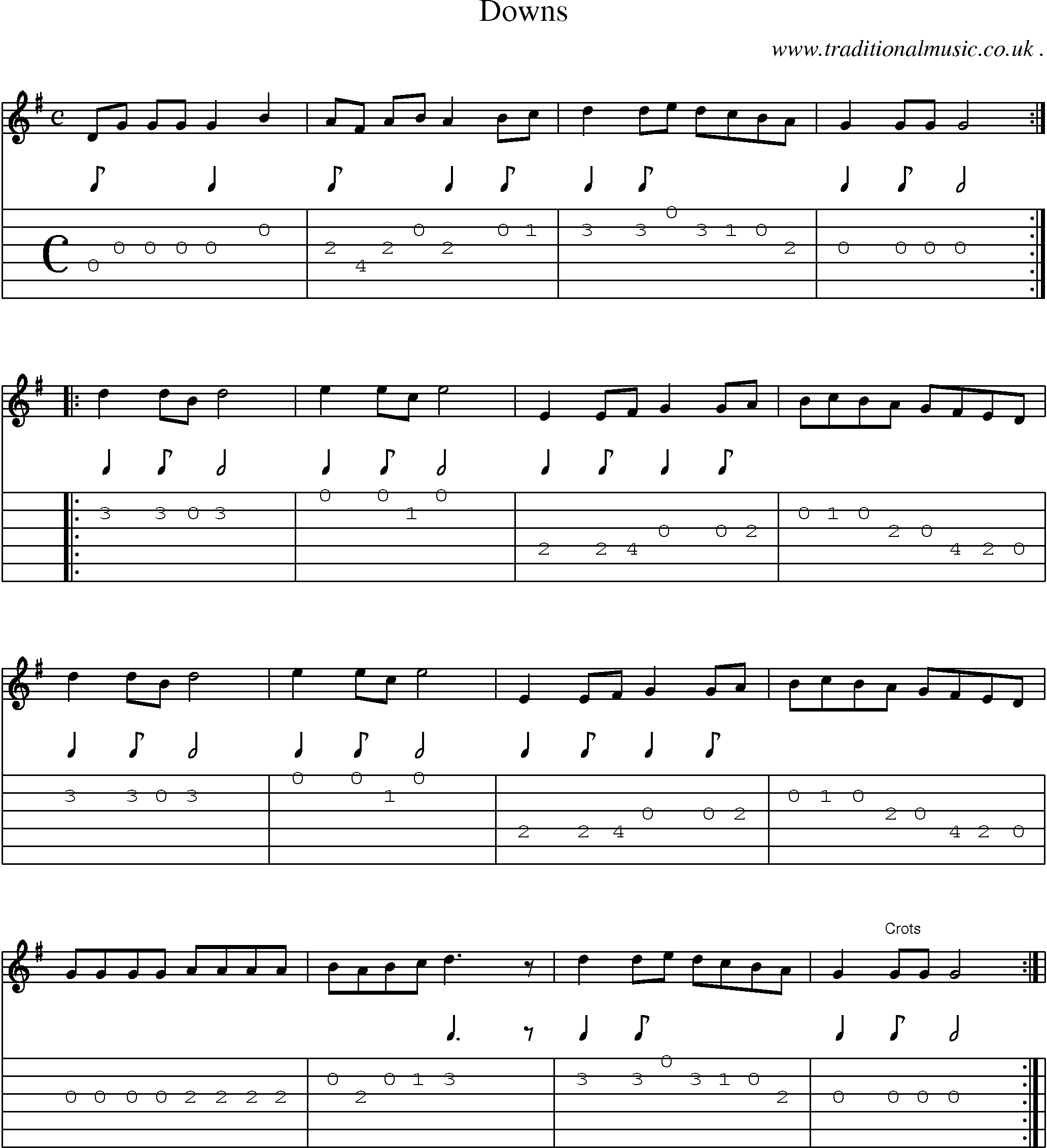 Sheet-Music and Guitar Tabs for Downs