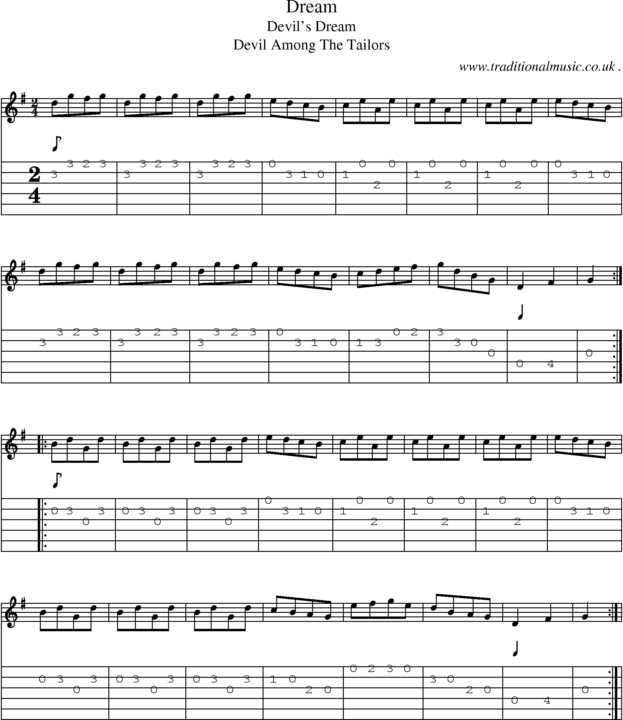 Sheet-Music and Guitar Tabs for Dream