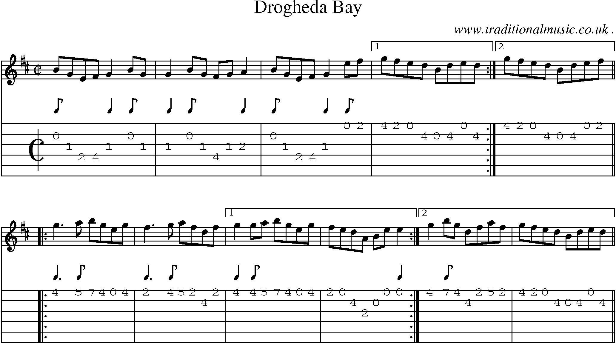 Sheet-Music and Guitar Tabs for Drogheda Bay