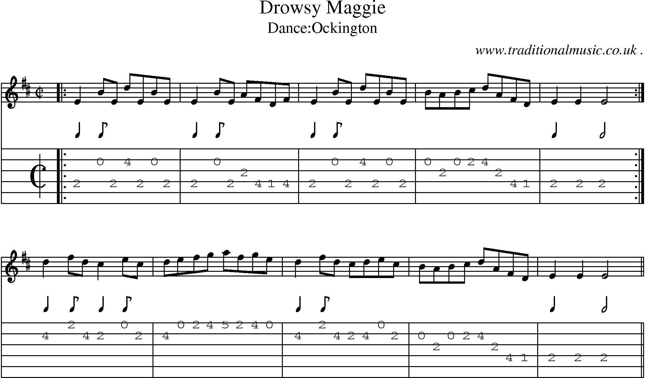 Sheet-Music and Guitar Tabs for Drowsy Maggie