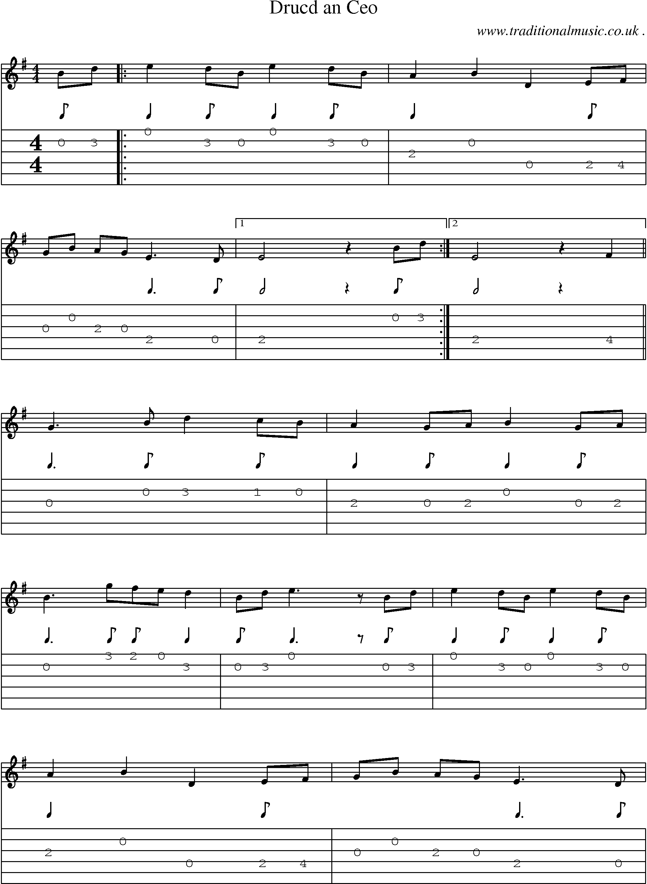 Sheet-Music and Guitar Tabs for Drucd An Ceo