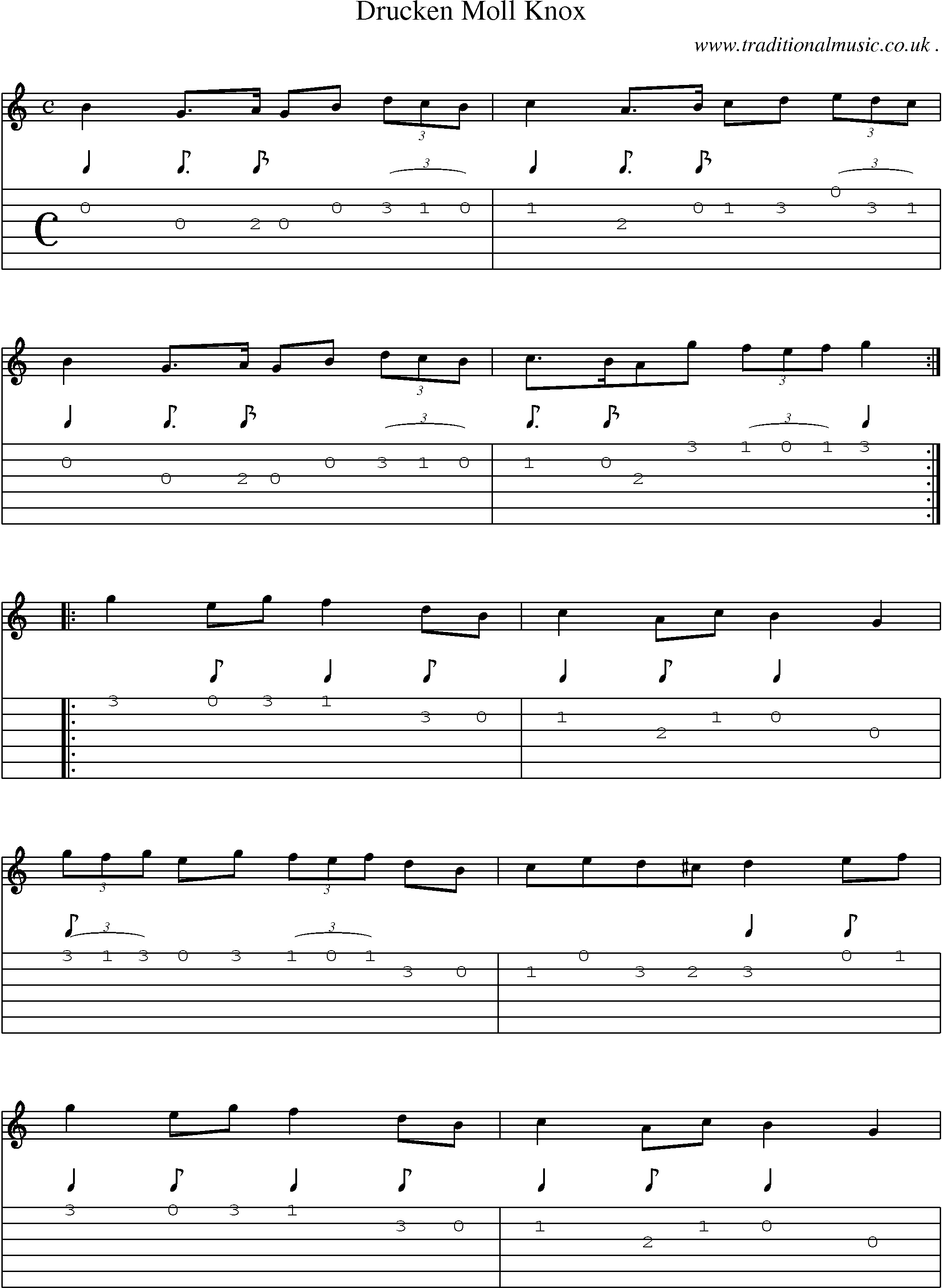Sheet-Music and Guitar Tabs for Drucken Moll Knox