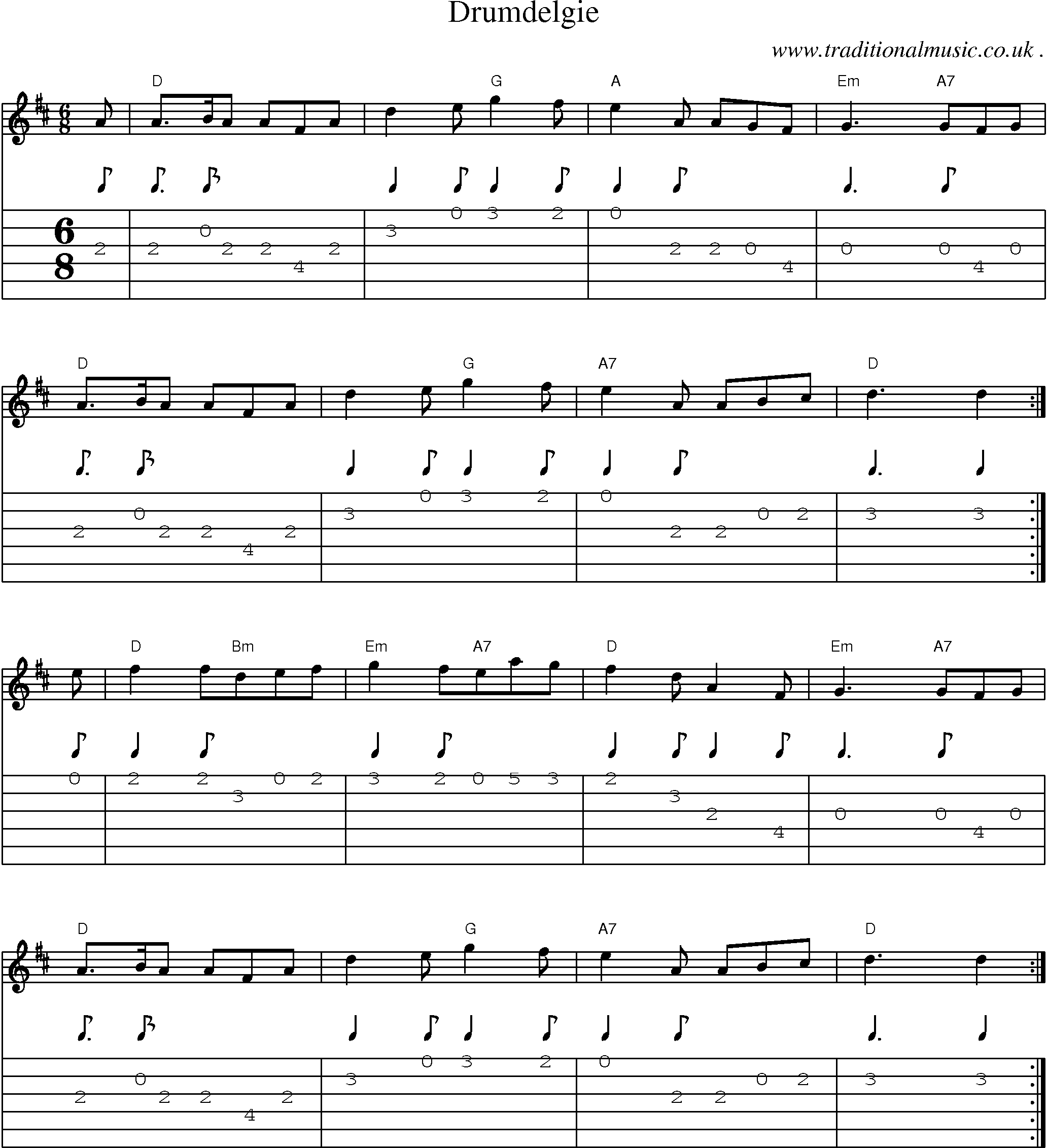Sheet-Music and Guitar Tabs for Drumdelgie