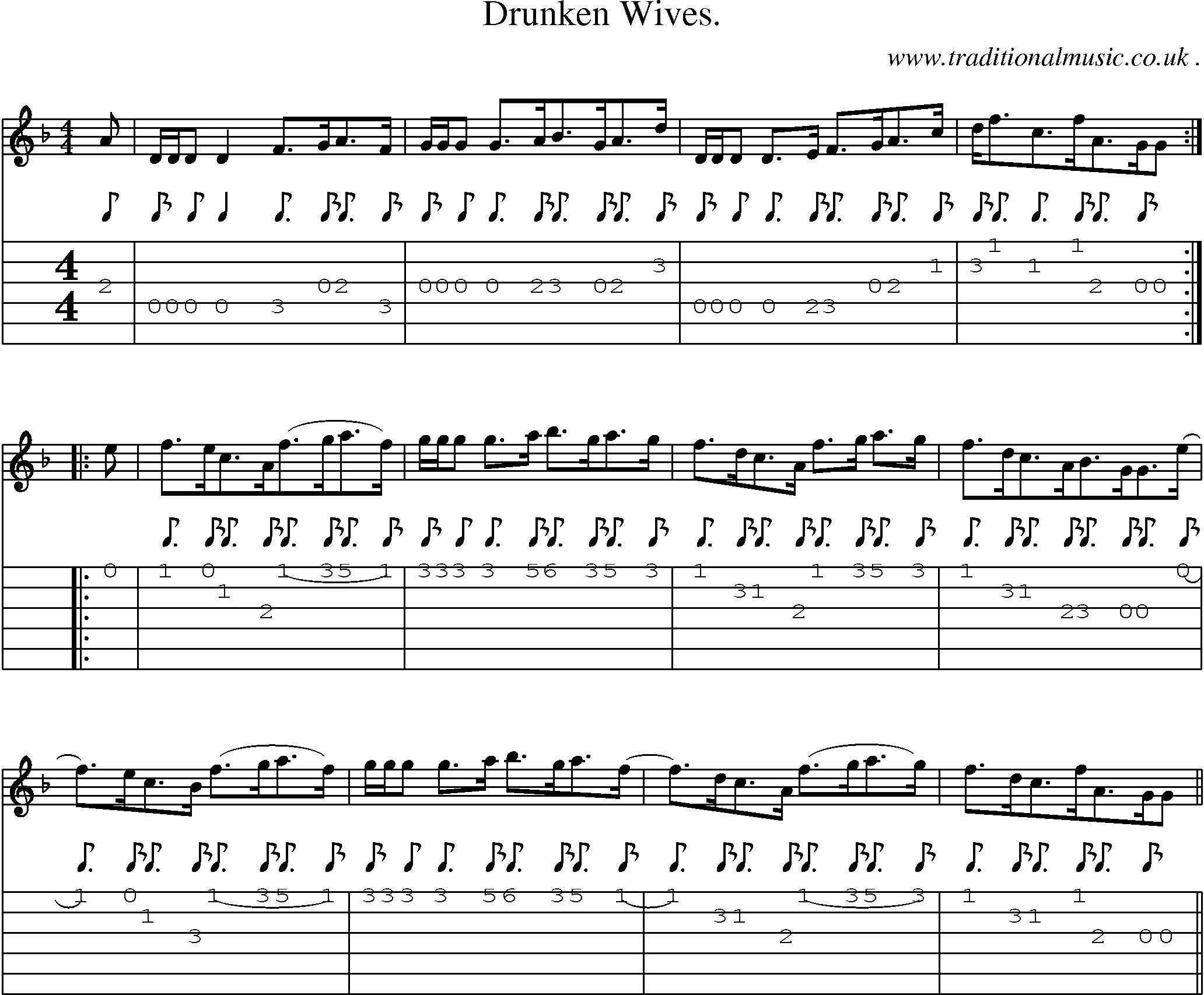 Sheet-Music and Guitar Tabs for Drunken Wives