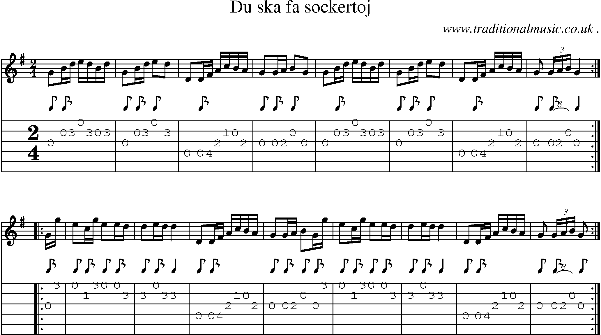Sheet-Music and Guitar Tabs for Du Ska Fa Sockertoj