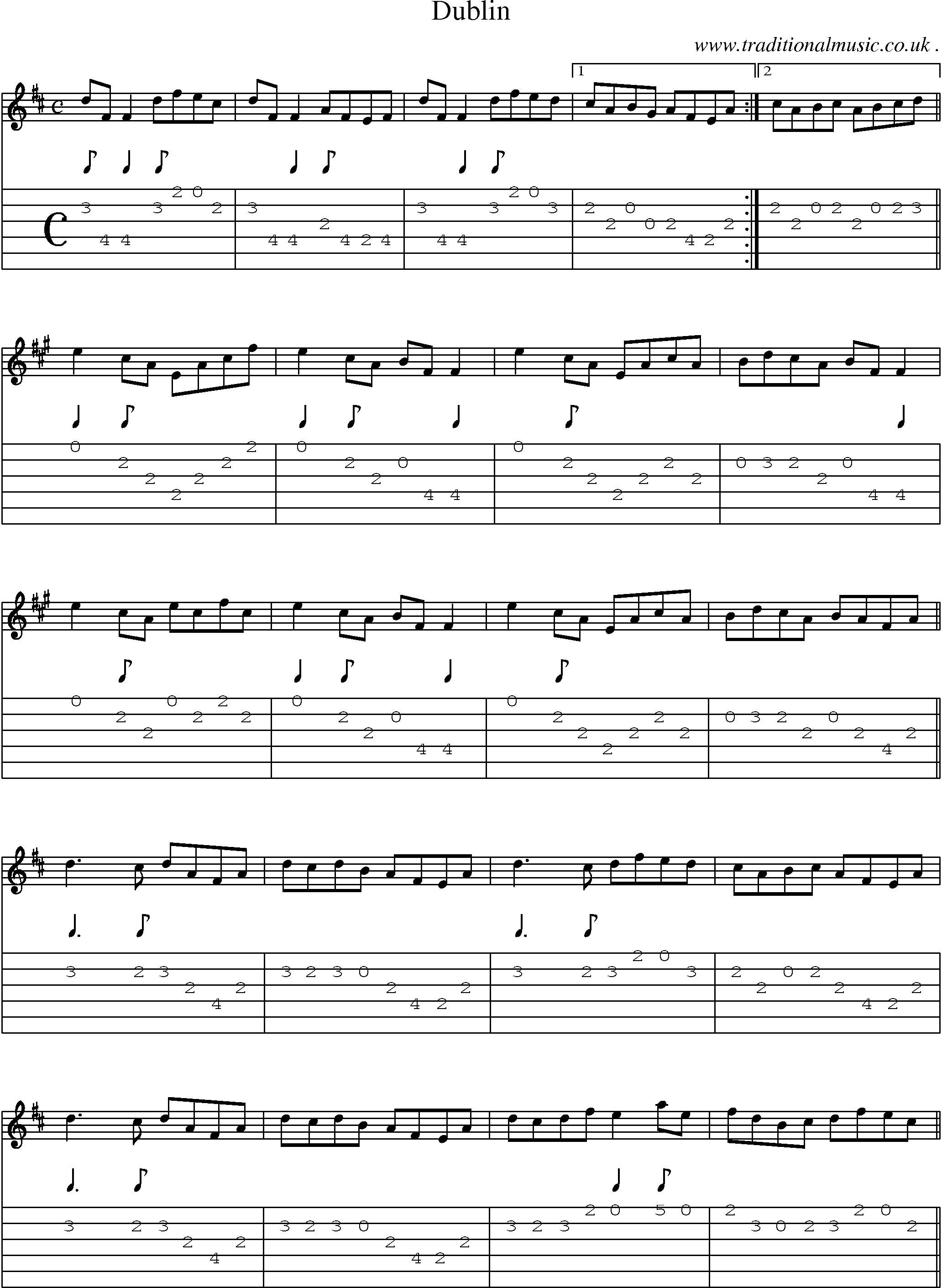 Sheet-Music and Guitar Tabs for Dublin