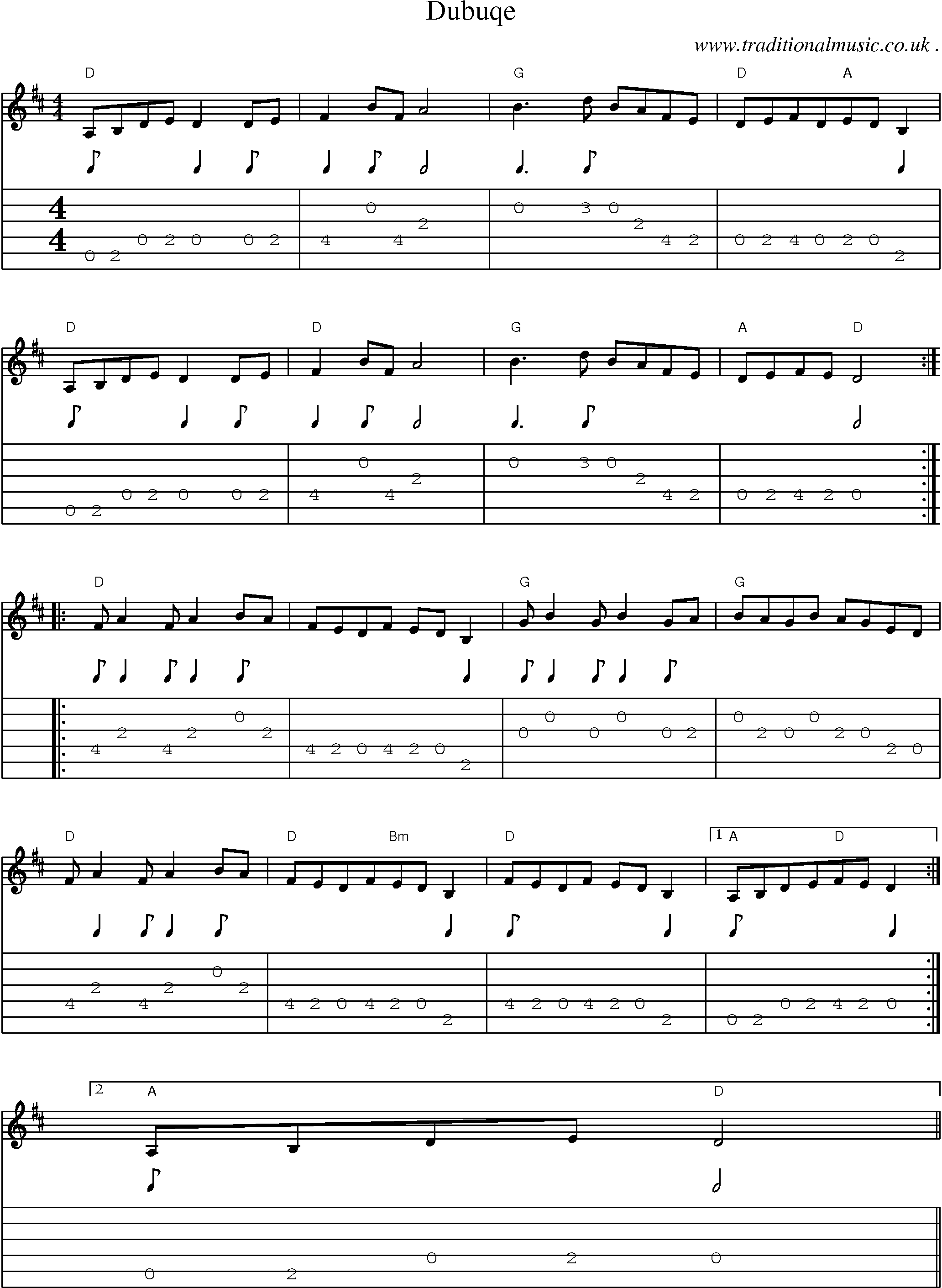 Sheet-Music and Guitar Tabs for Dubuqe