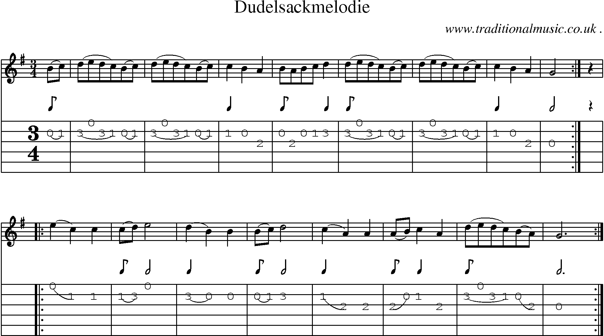 Sheet-Music and Guitar Tabs for Dudelsackmelodie