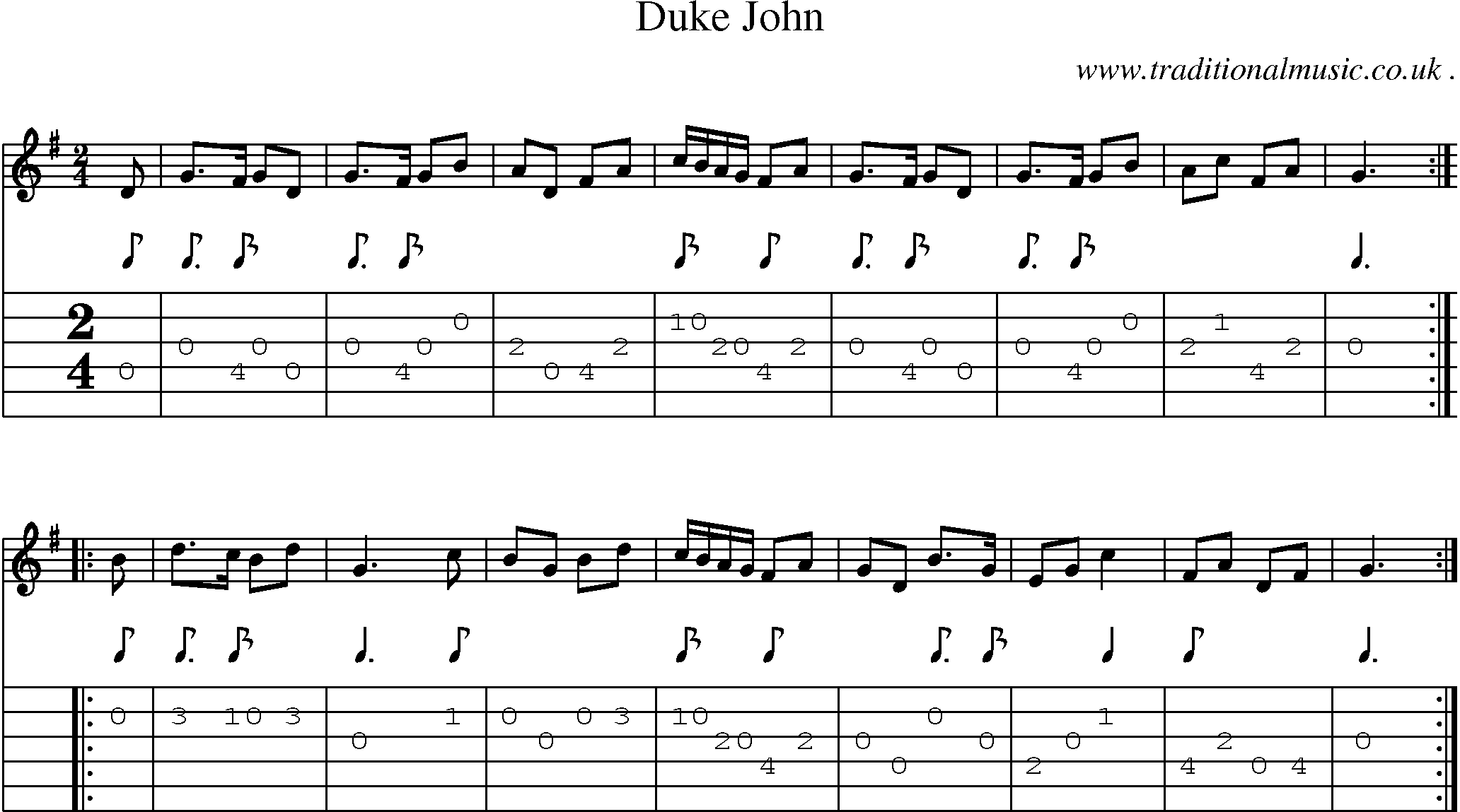 Sheet-Music and Guitar Tabs for Duke John