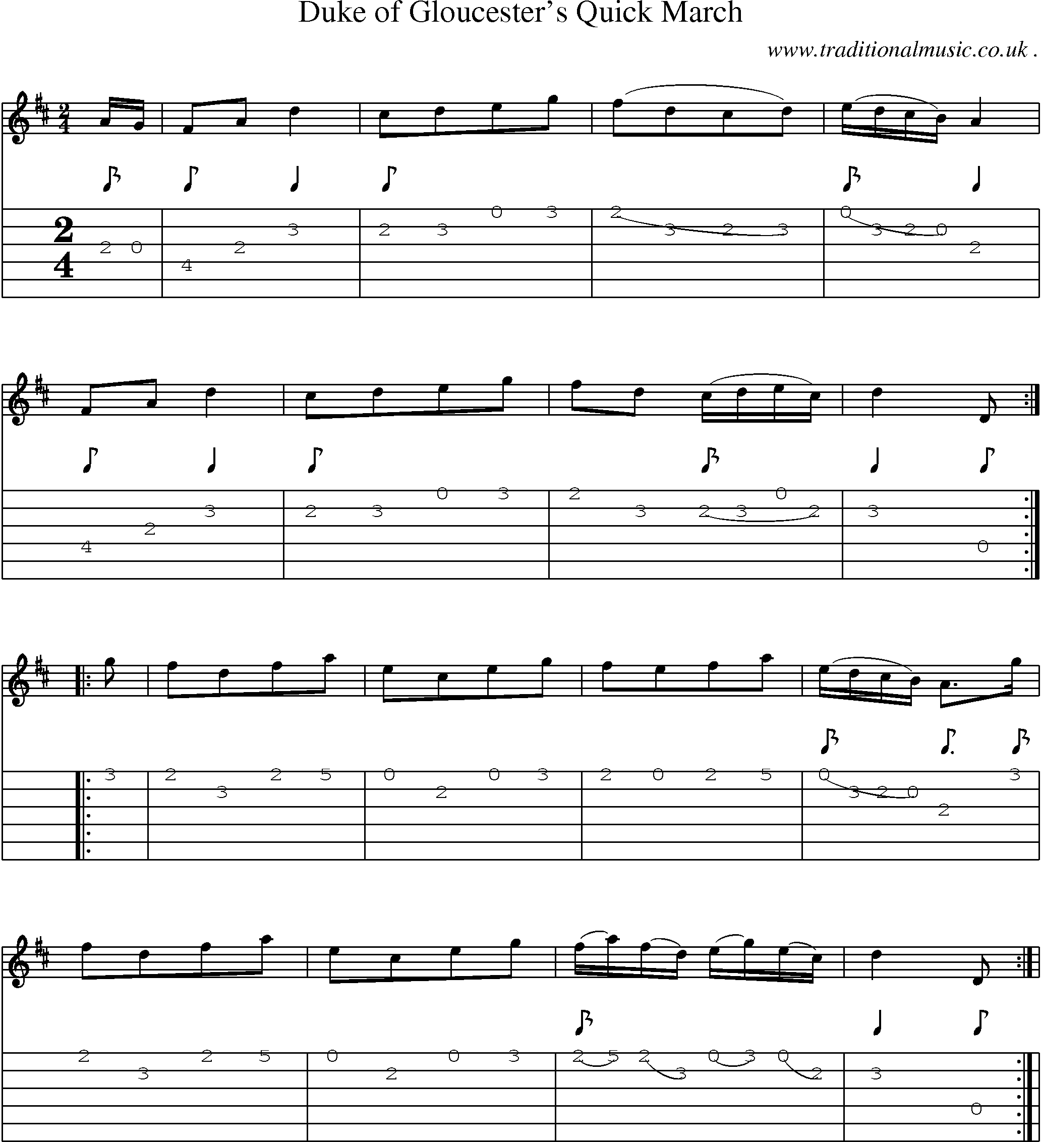 Sheet-Music and Guitar Tabs for Duke Of Gloucesters Quick March