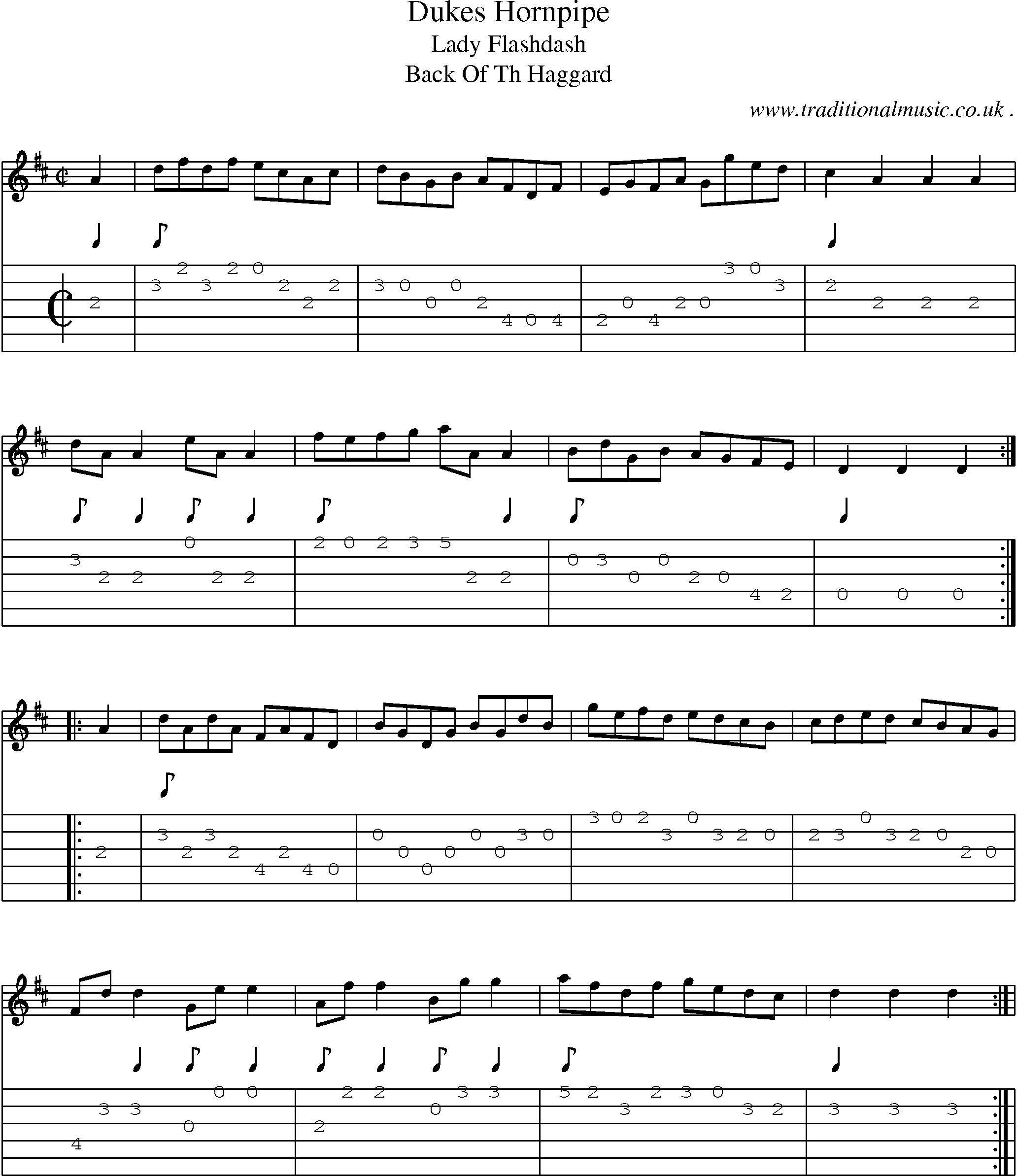 Sheet-Music and Guitar Tabs for Dukes Hornpipe