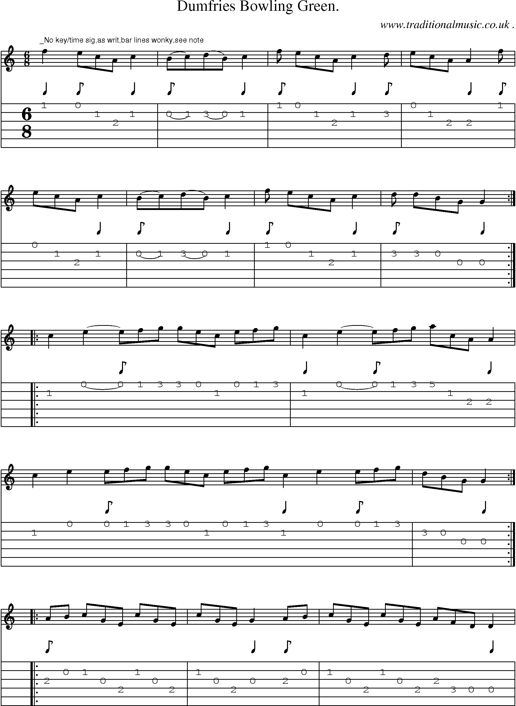 Sheet-Music and Guitar Tabs for Dumfries Bowling Green