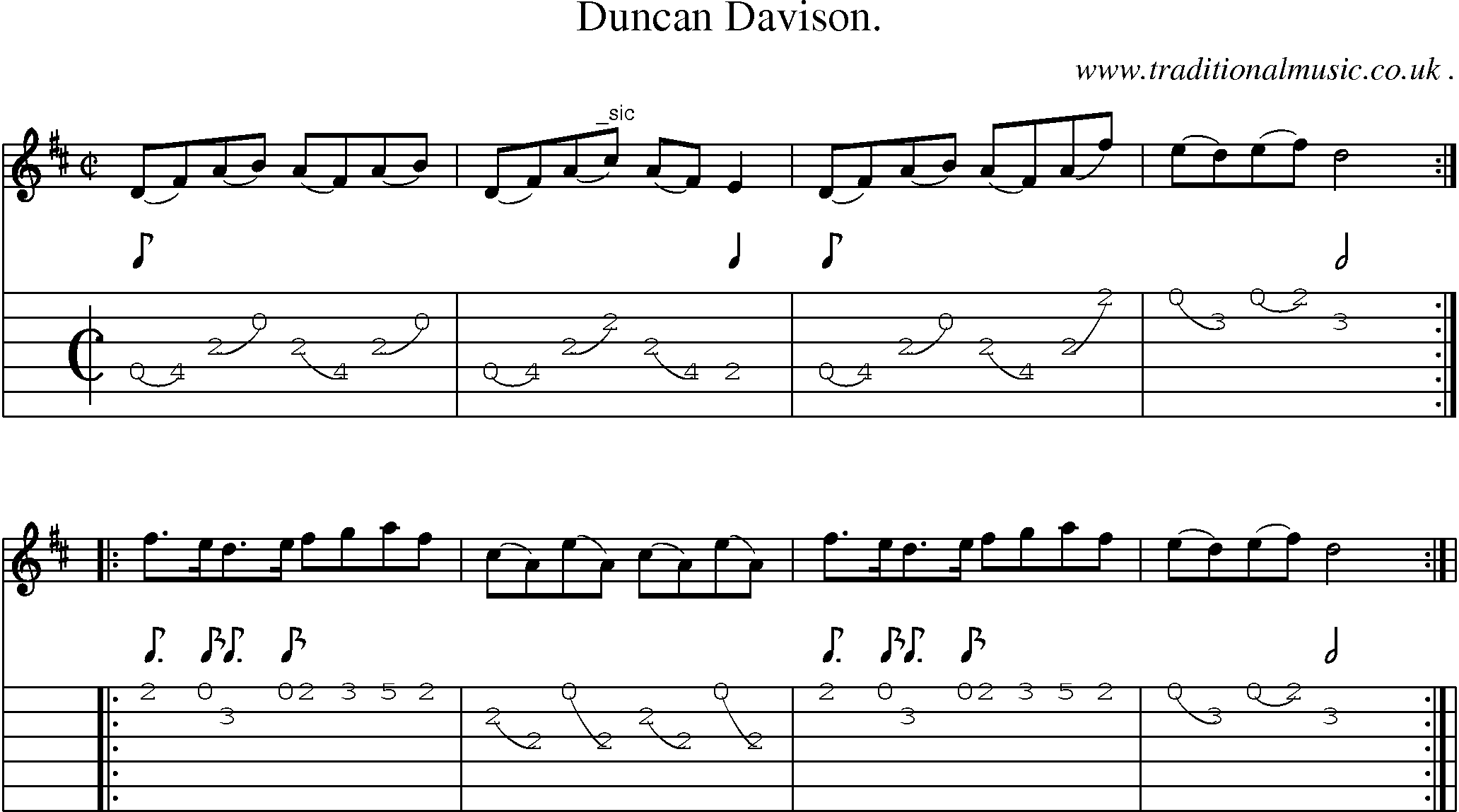 Sheet-Music and Guitar Tabs for Duncan Davison
