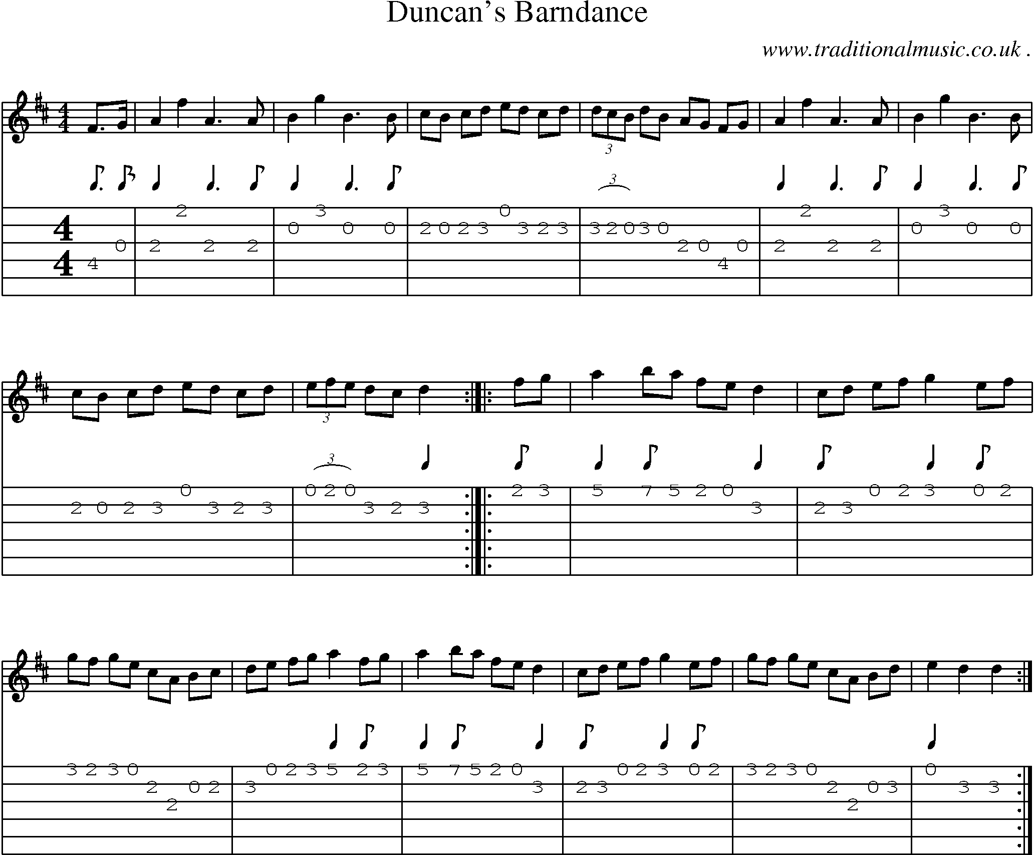 Sheet-Music and Guitar Tabs for Duncans Barndance