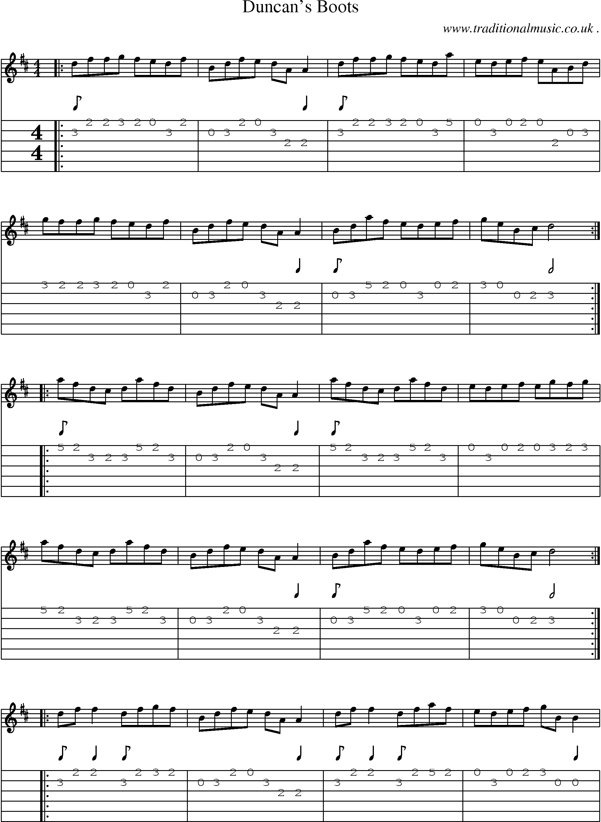 Sheet-Music and Guitar Tabs for Duncans Boots