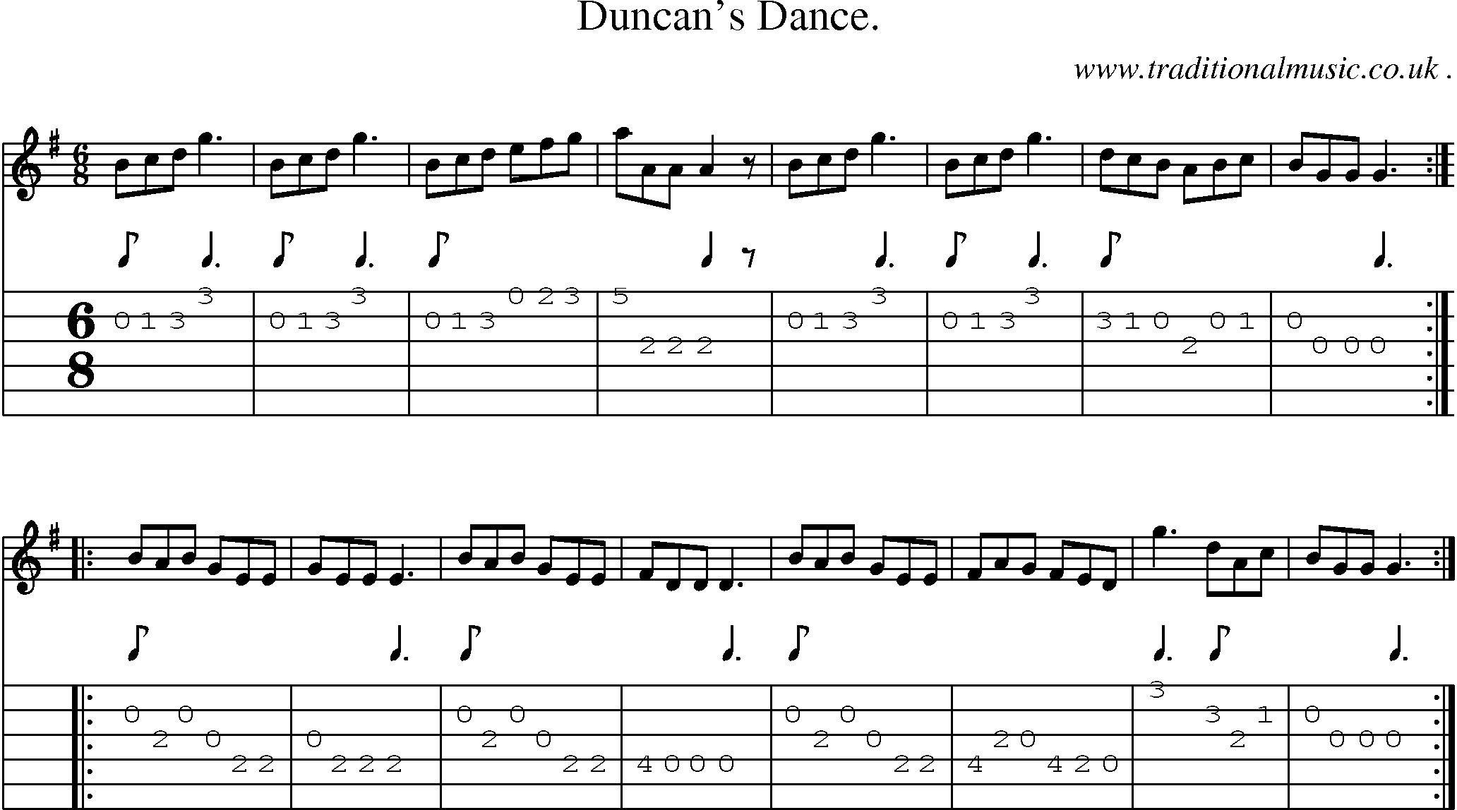 Sheet-Music and Guitar Tabs for Duncans Dance