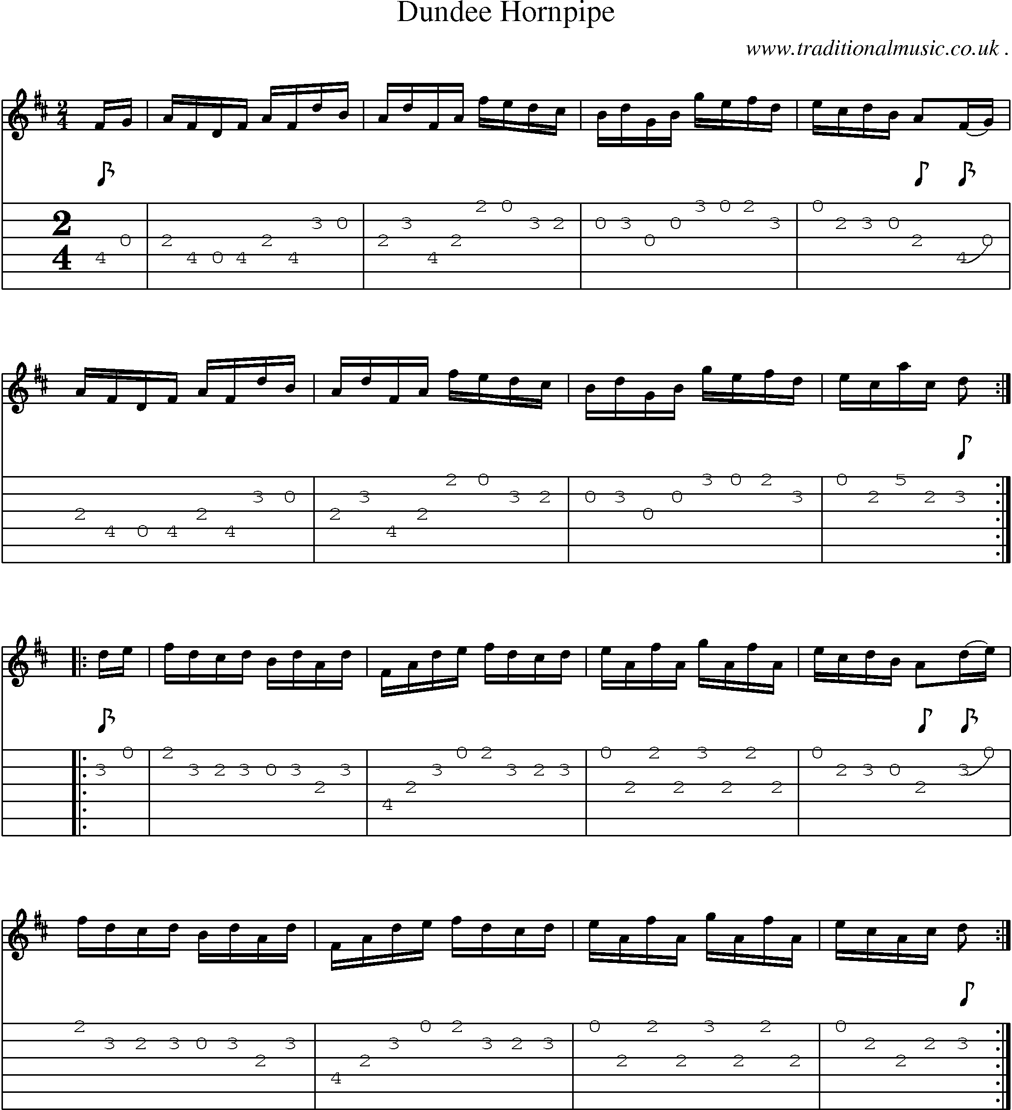 Sheet-Music and Guitar Tabs for Dundee Hornpipe