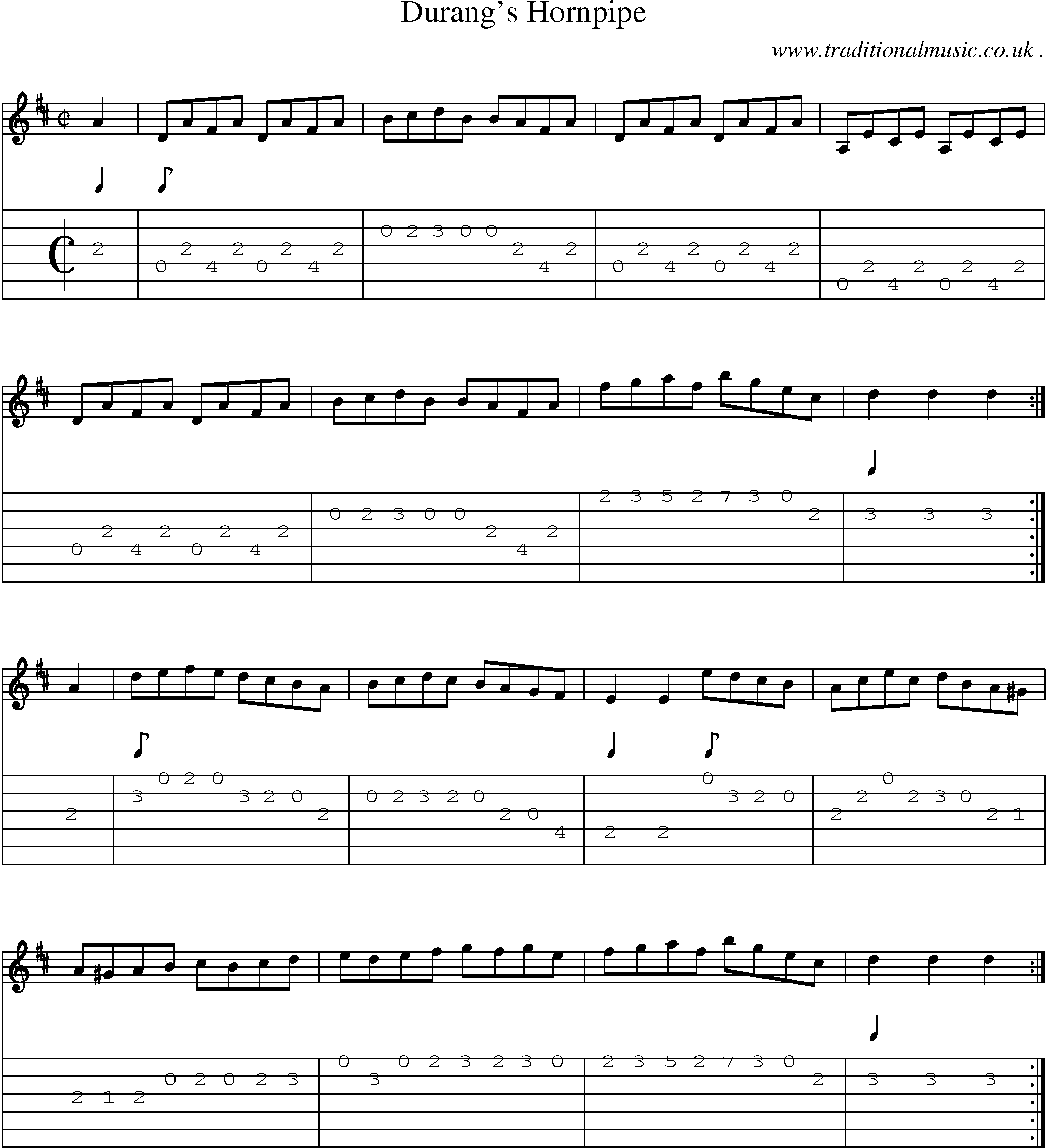 Sheet-Music and Guitar Tabs for Durangs Hornpipe