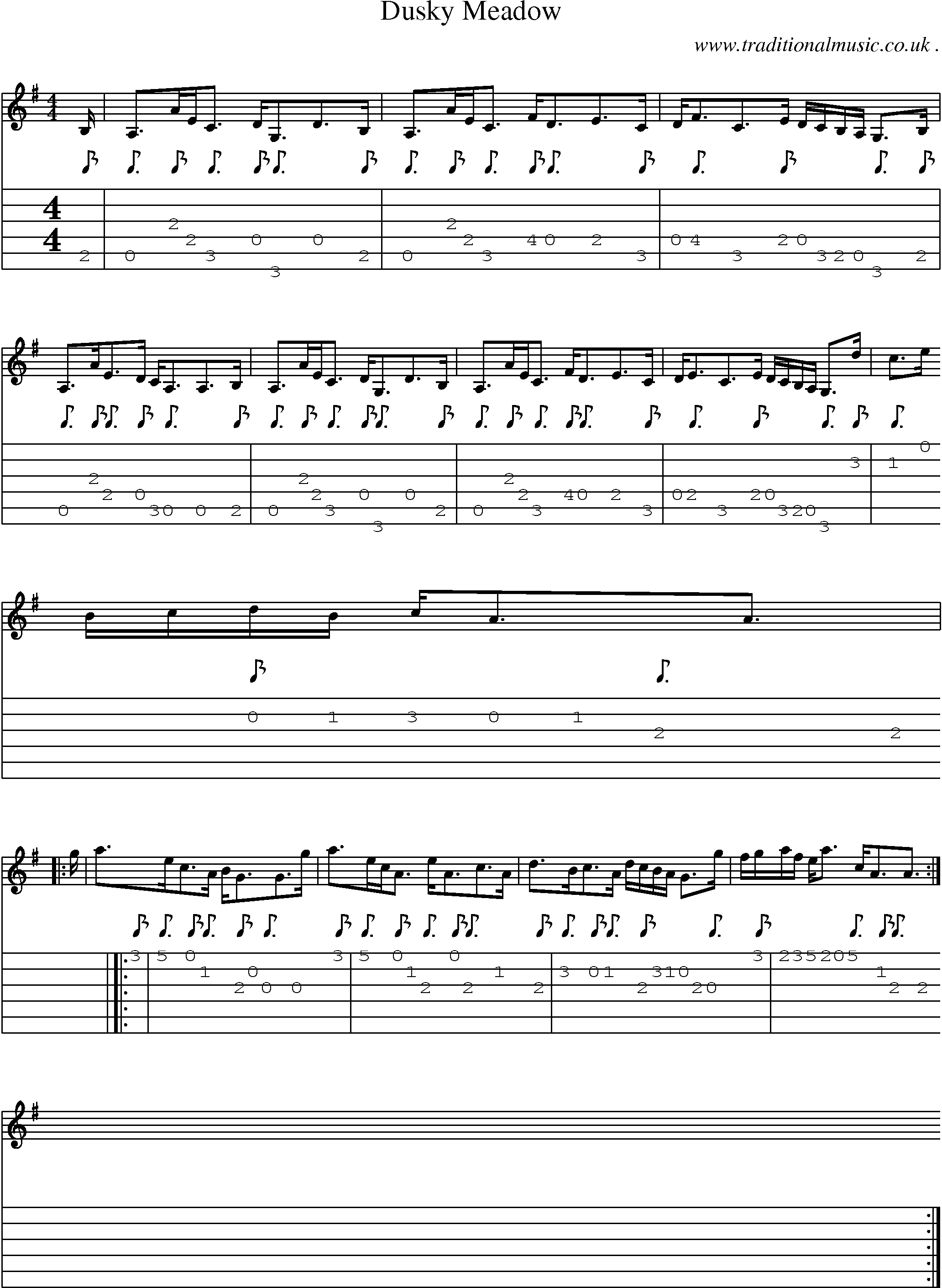 Sheet-Music and Guitar Tabs for Dusky Meadow