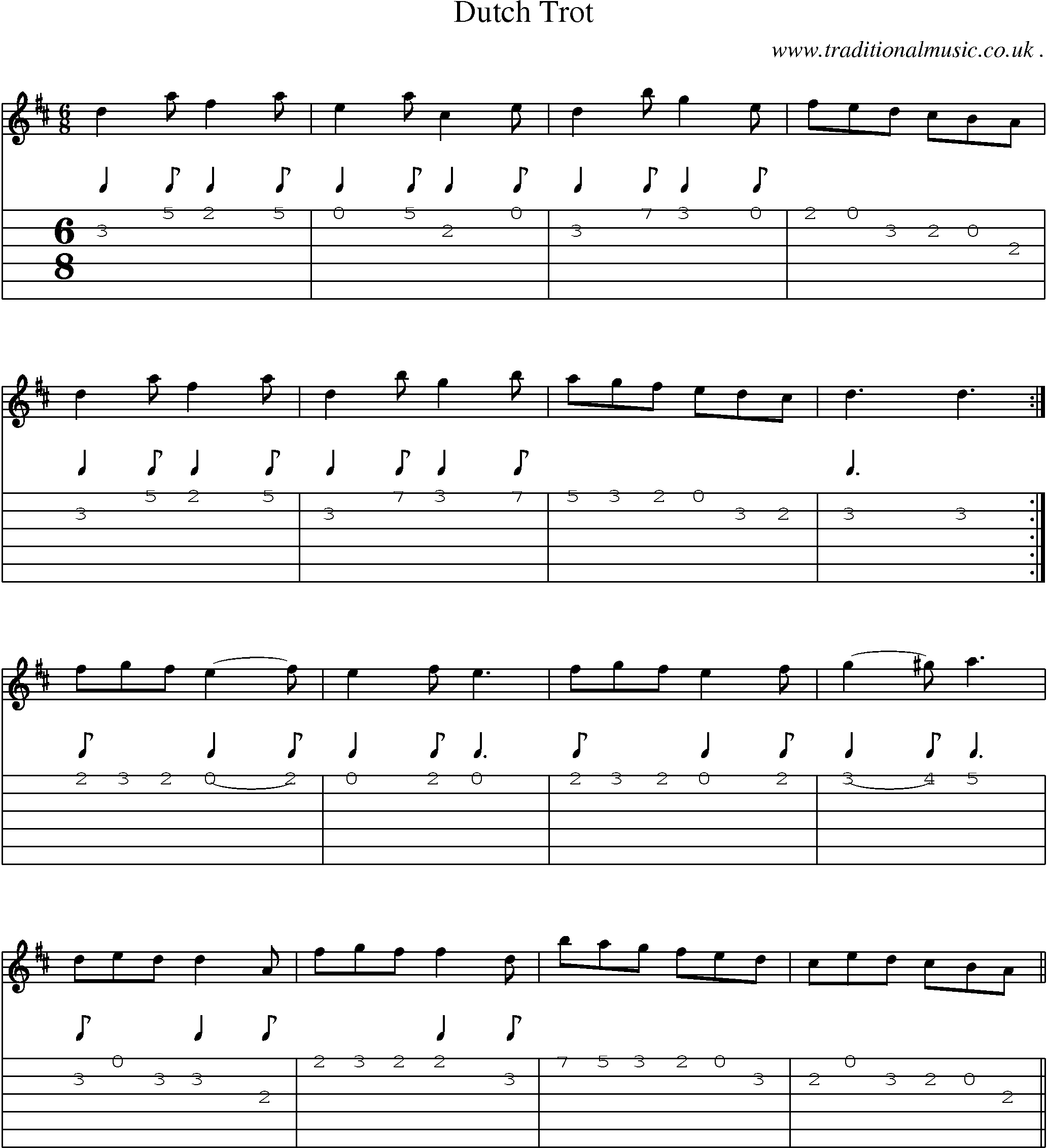 Sheet-Music and Guitar Tabs for Dutch Trot