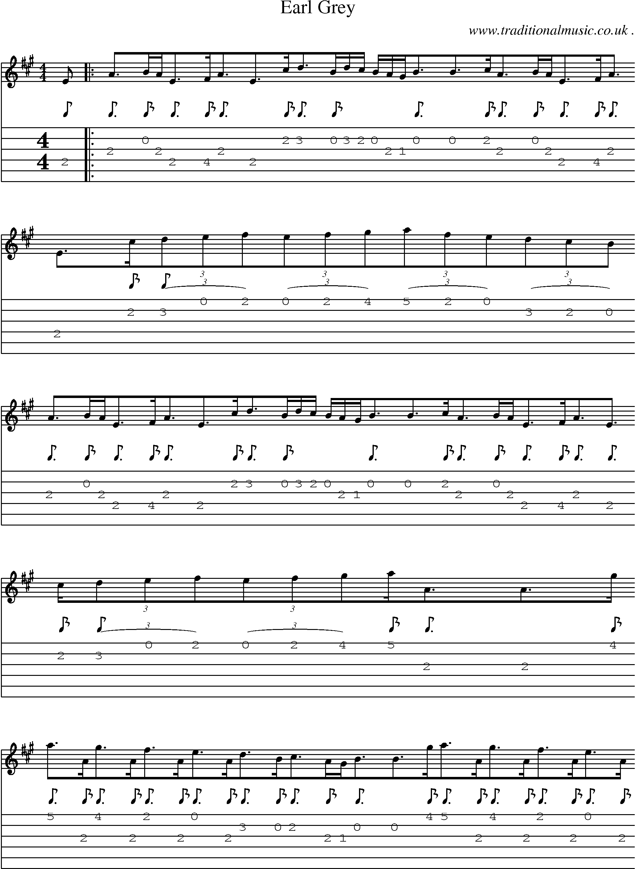 Sheet-Music and Guitar Tabs for Earl Grey