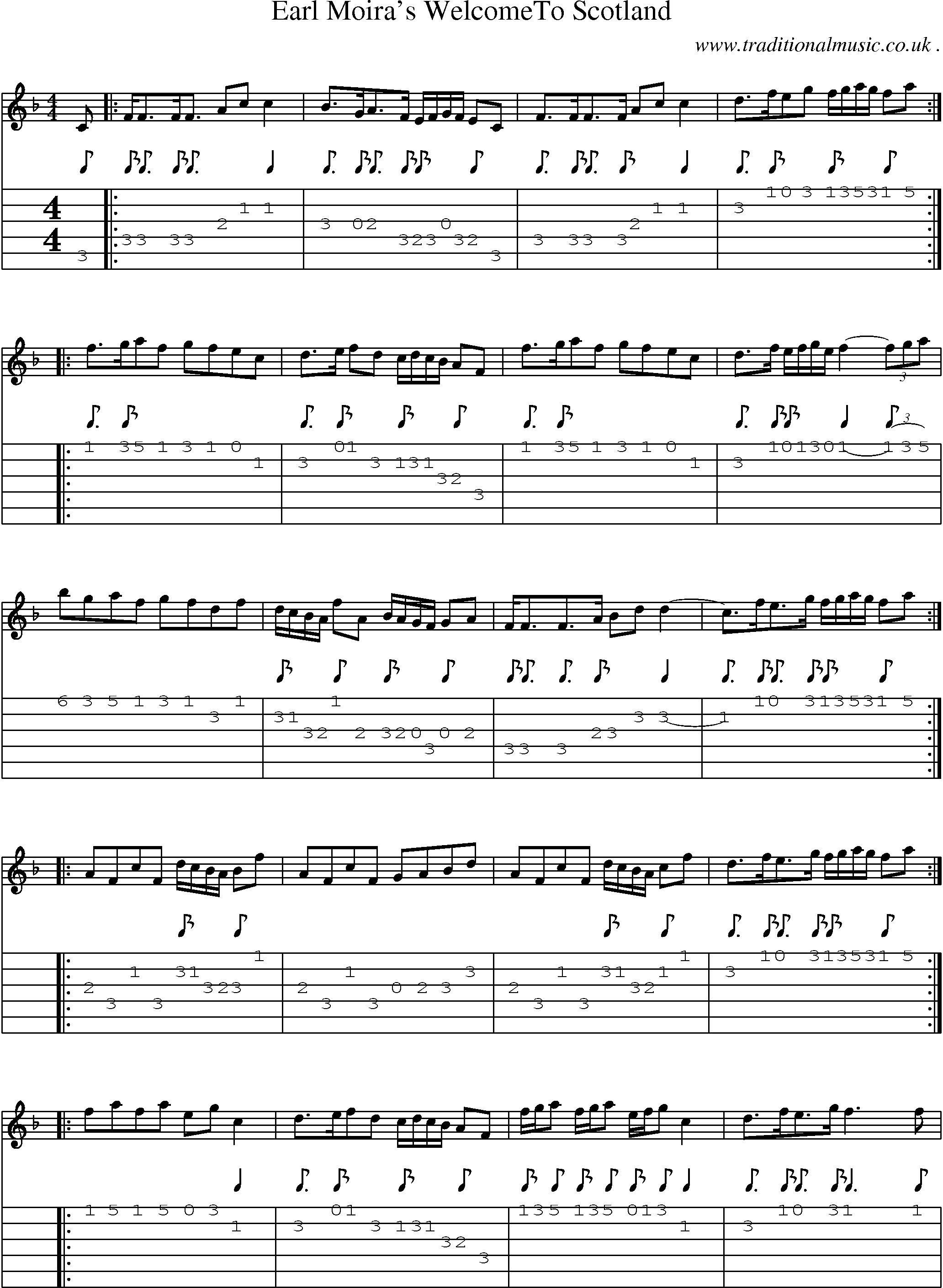 Sheet-Music and Guitar Tabs for Earl Moiras Welcometo Scotland