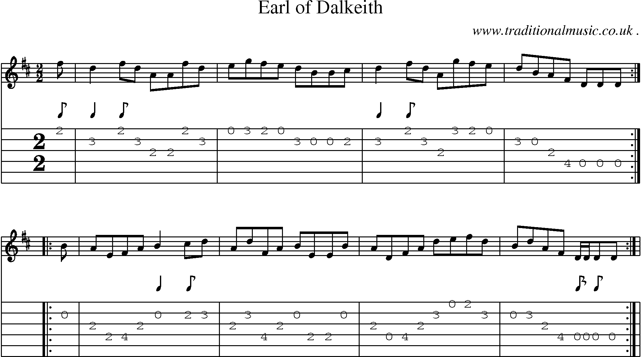 Sheet-Music and Guitar Tabs for Earl Of Dalkeith