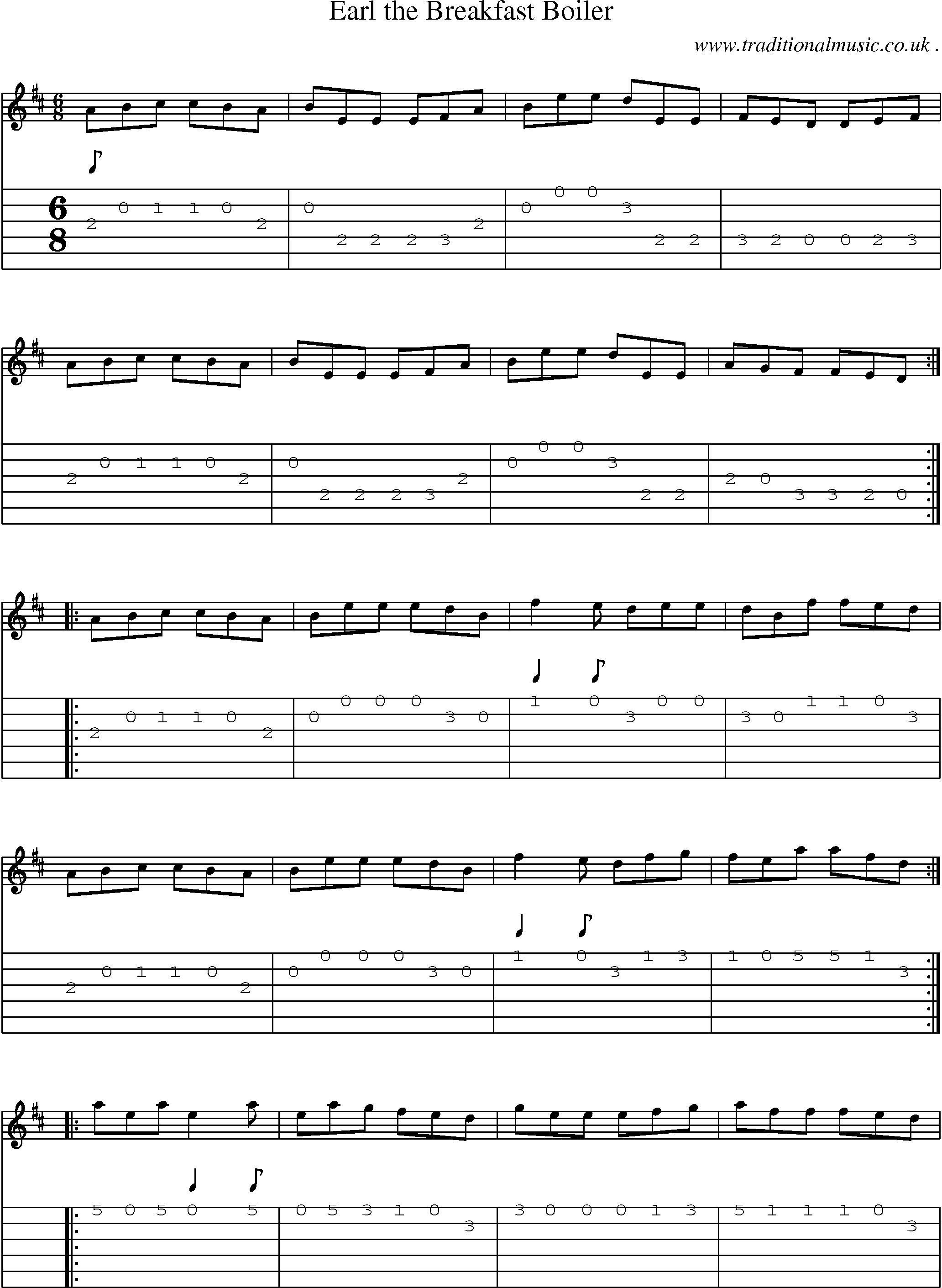 Sheet-Music and Guitar Tabs for Earl The Breakfast Boiler