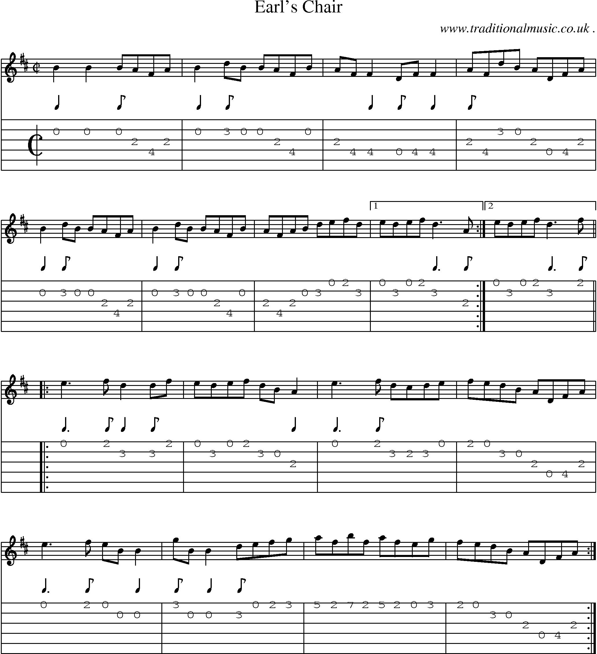 Sheet-Music and Guitar Tabs for Earls Chair