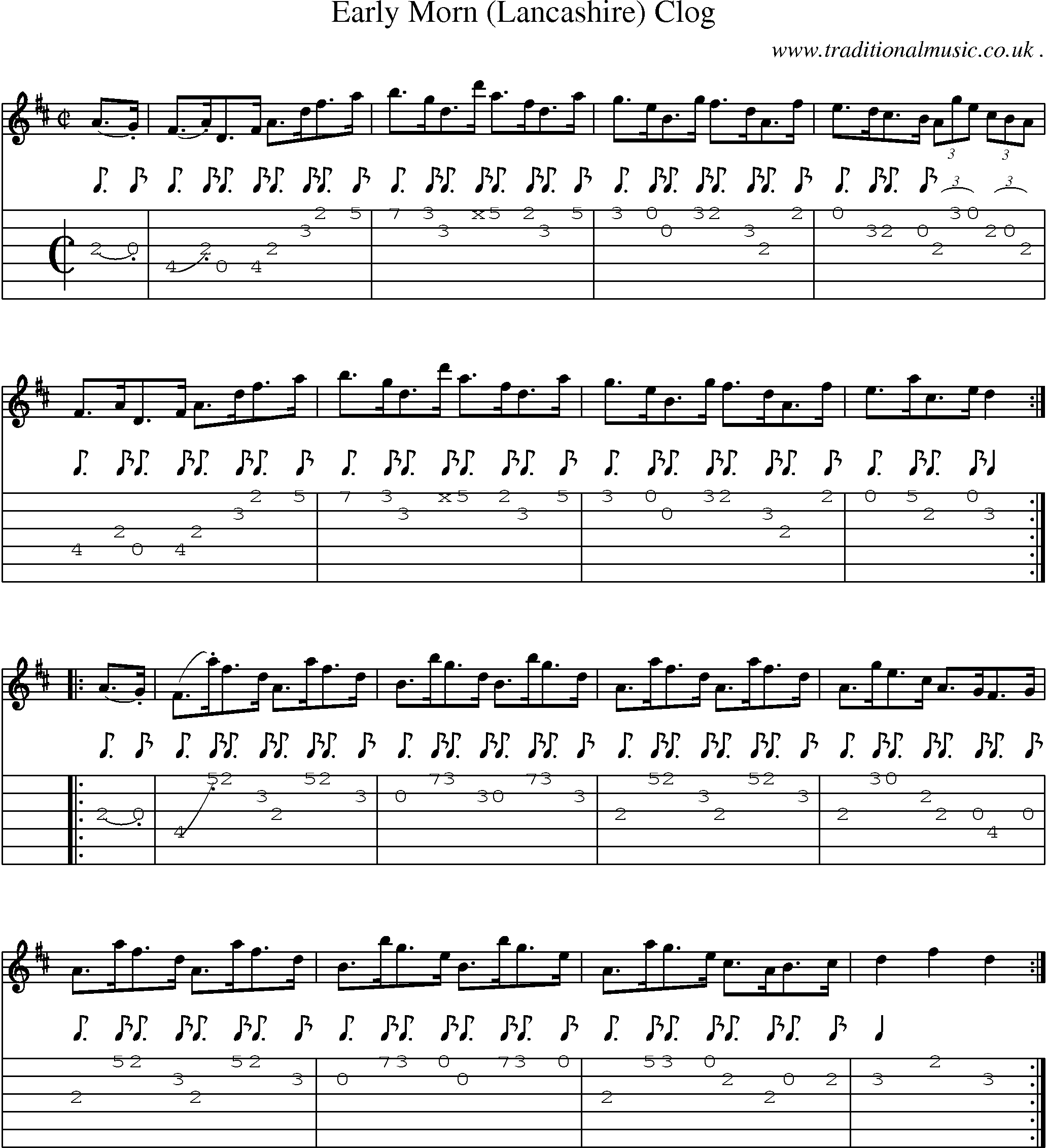 Sheet-Music and Guitar Tabs for Early Morn (lancashire) Clog