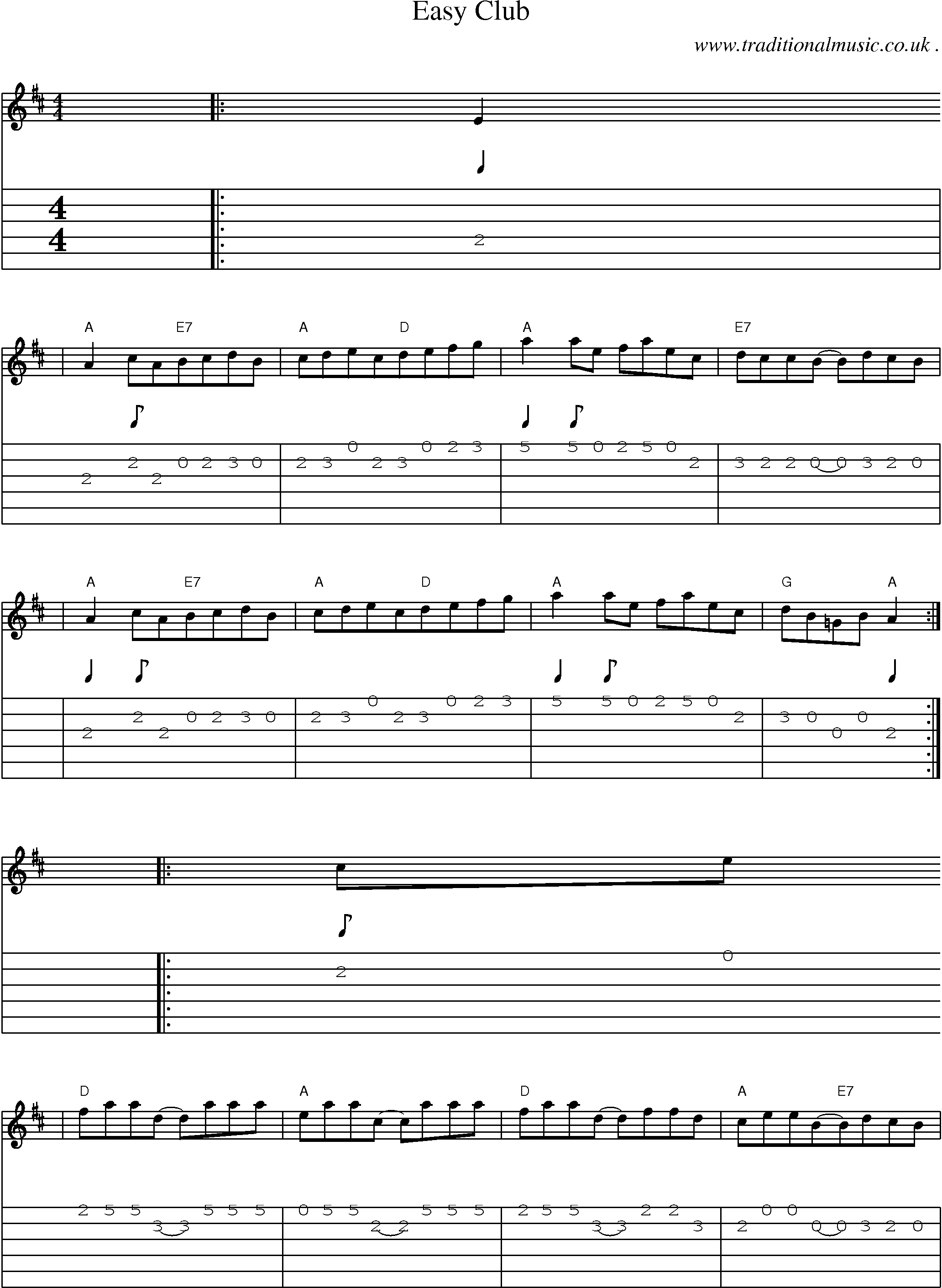 Sheet-Music and Guitar Tabs for Easy Club