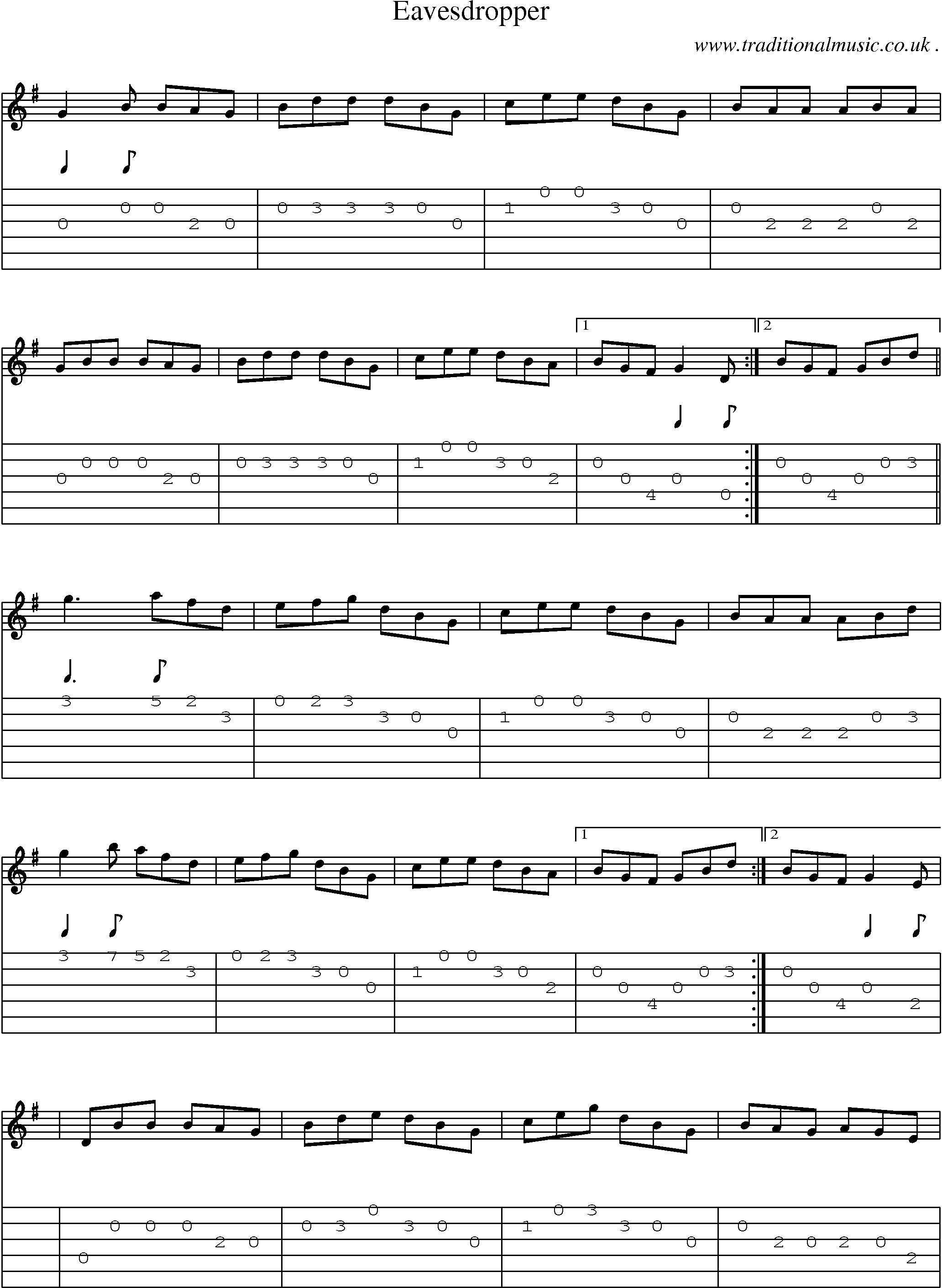 Sheet-Music and Guitar Tabs for Eavesdropper