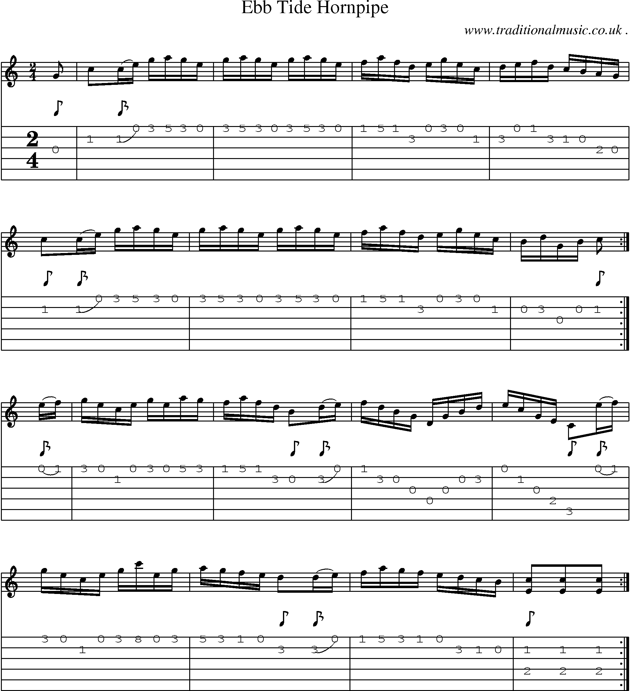 Sheet-Music and Guitar Tabs for Ebb Tide Hornpipe