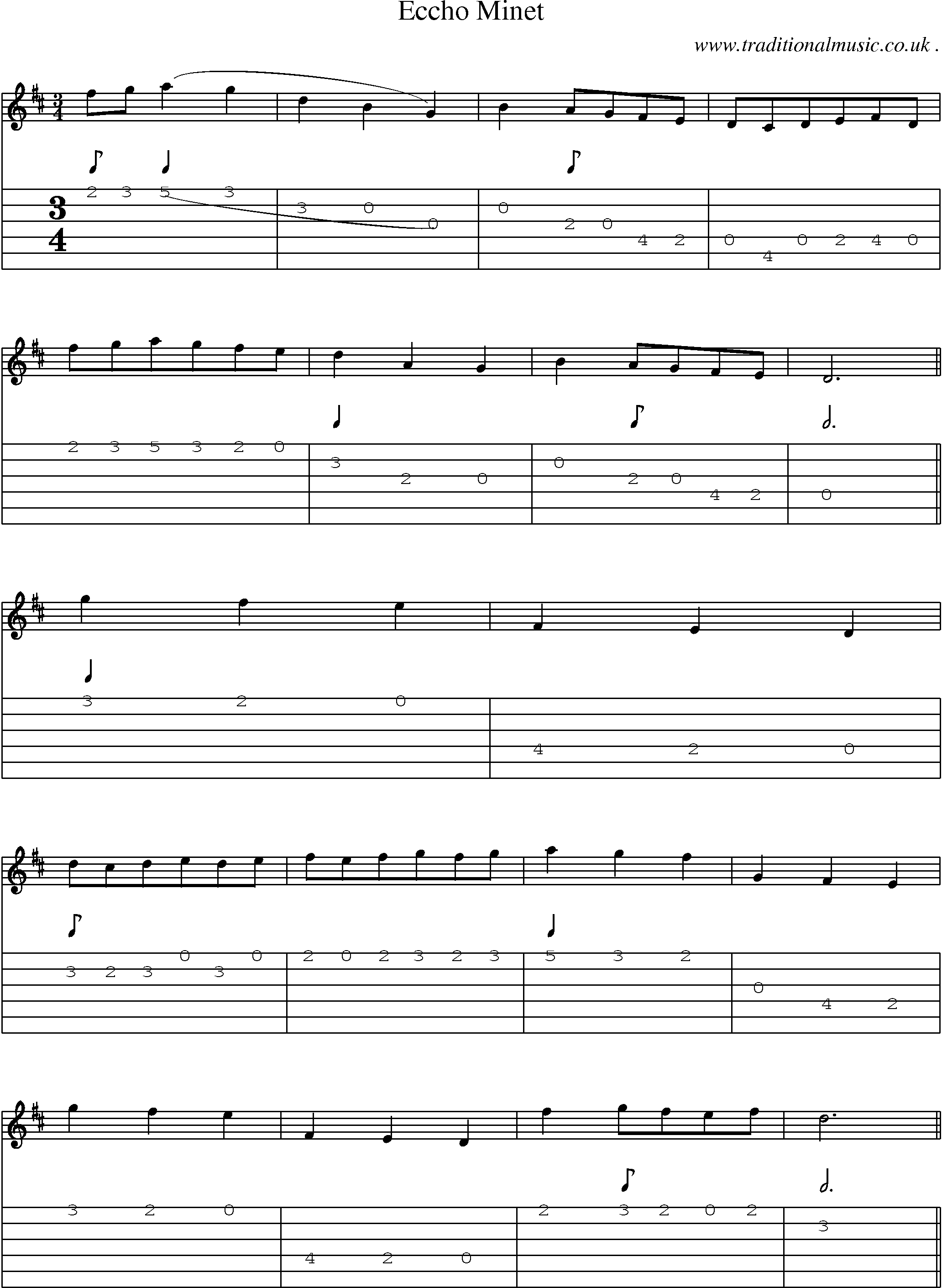 Sheet-Music and Guitar Tabs for Eccho Minet