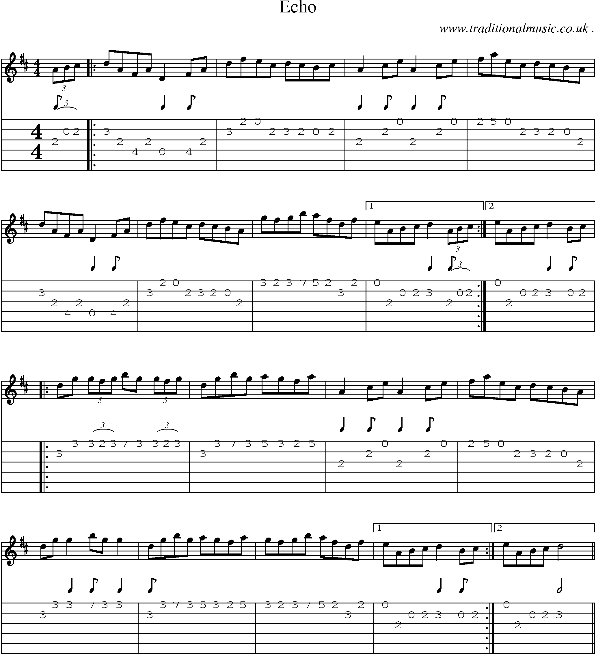 Sheet-Music and Guitar Tabs for Echo
