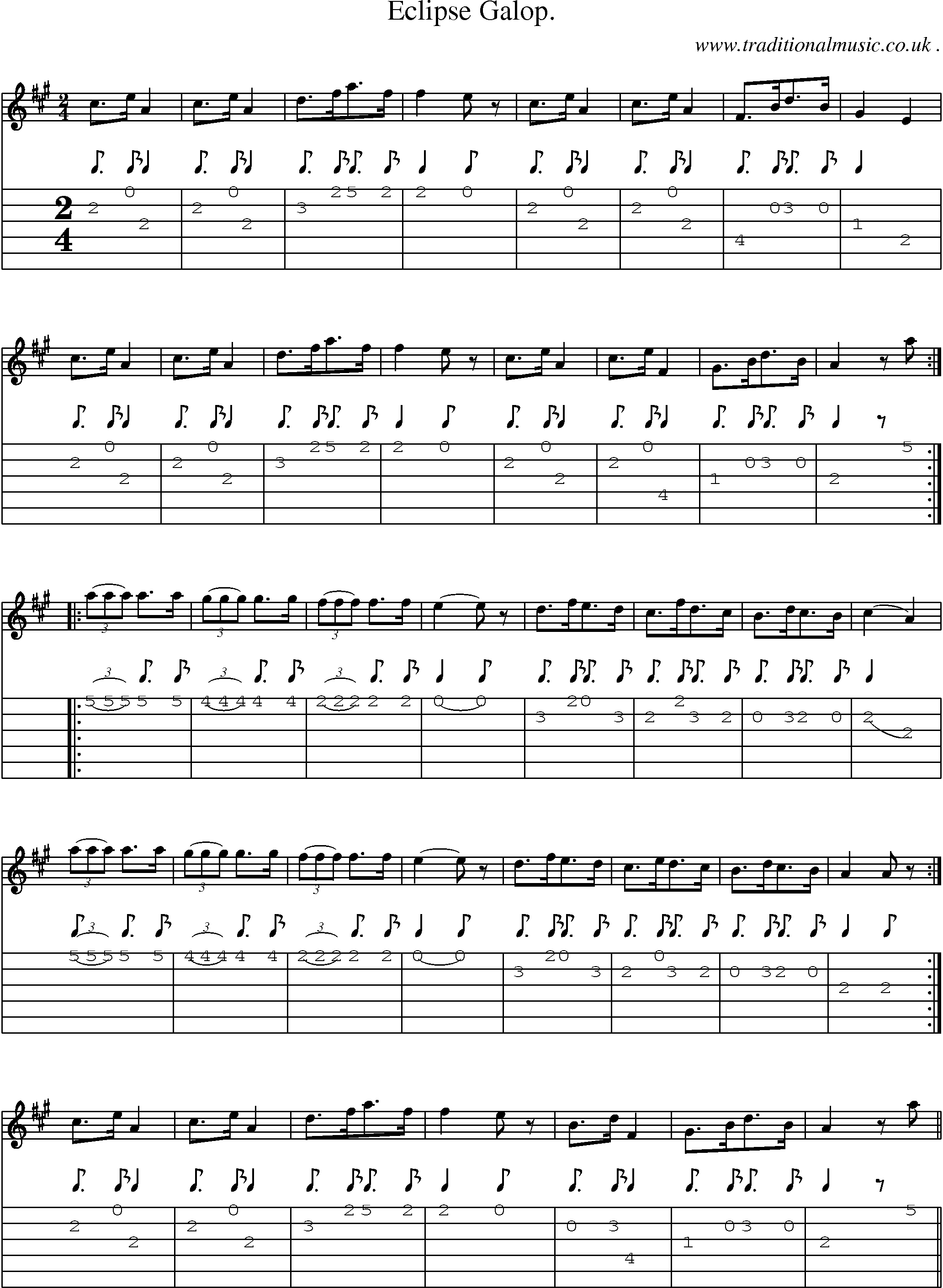 Sheet-Music and Guitar Tabs for Eclipse Galop